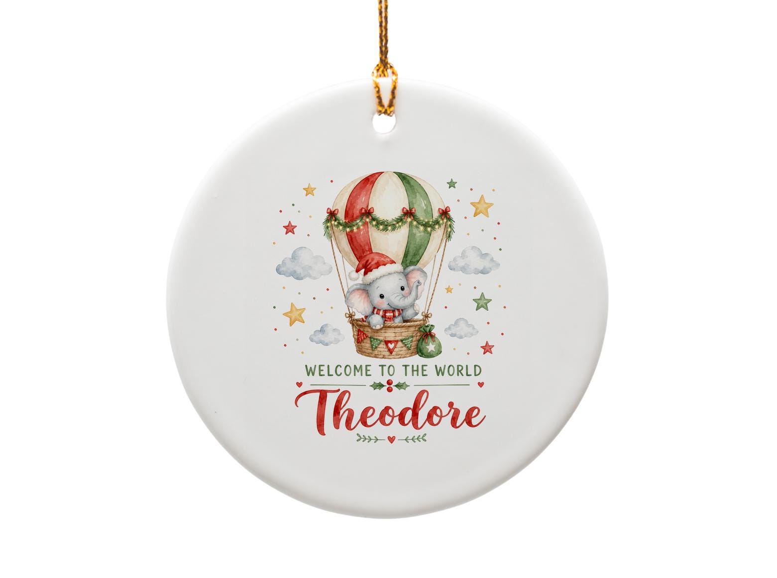 Welcome To The World Christmas Ornament Cute Elephant Hot Air Balloon Baby's First Christmas Decoration Gift O1310