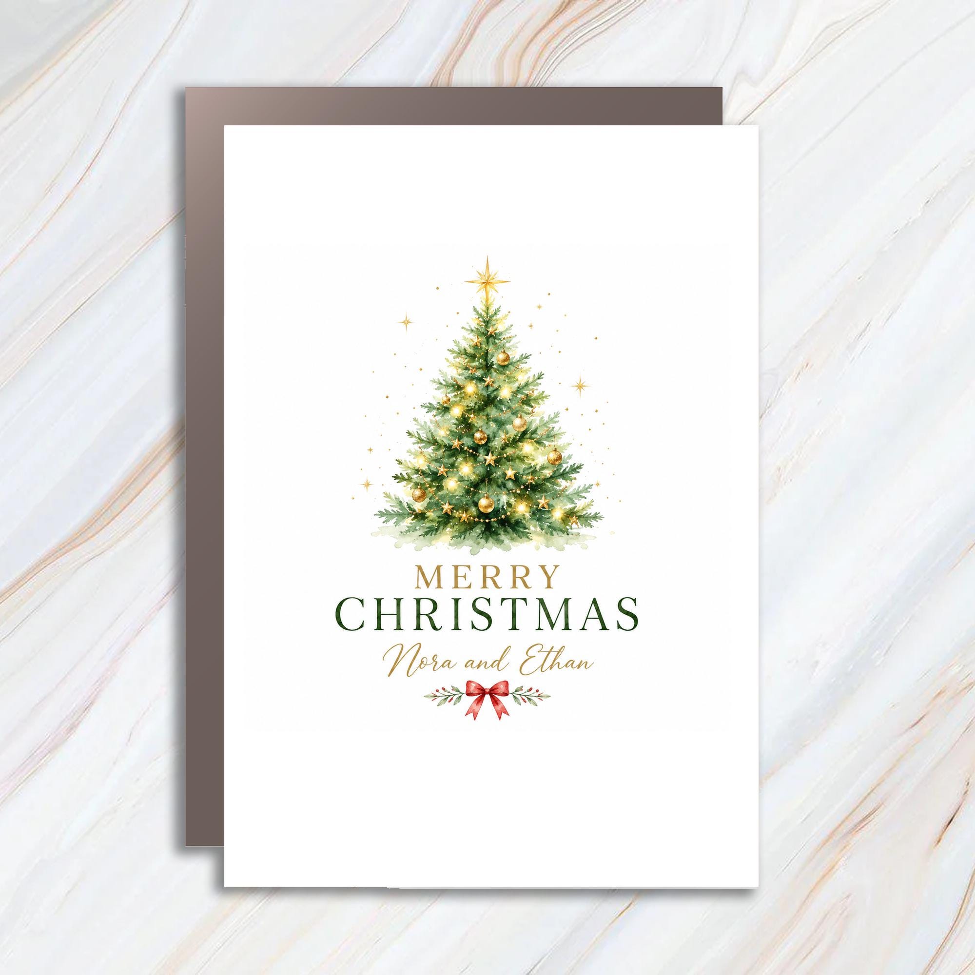Merry Christmas Nora And Ethan Personalized Christmas Card Holiday Greeting Card Custom Family Name Xmas Card C1319