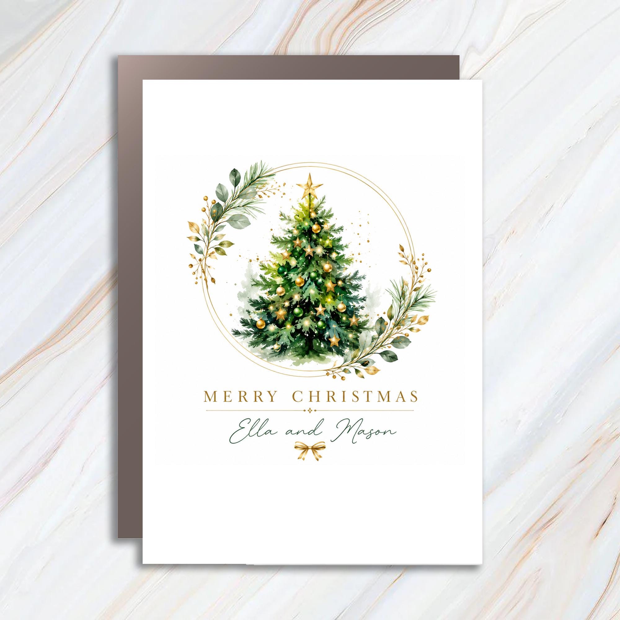 Merry Christmas Personalized Christmas Card Holiday Greeting Card Custom Name Xmas Card For Family Friends C1324