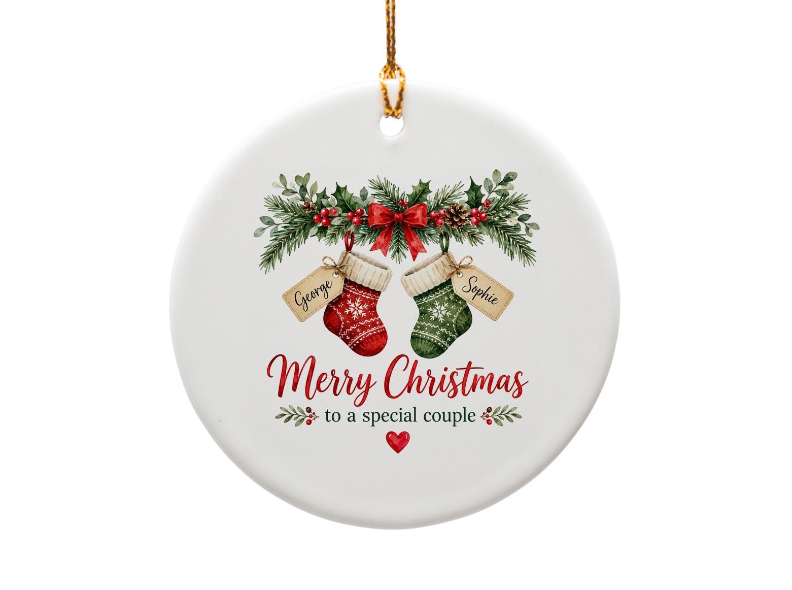 Merry Christmas To A Special Couple Ornament Personalized Holiday Decor Custom Stocking Names Festive Gift For Couples O1321