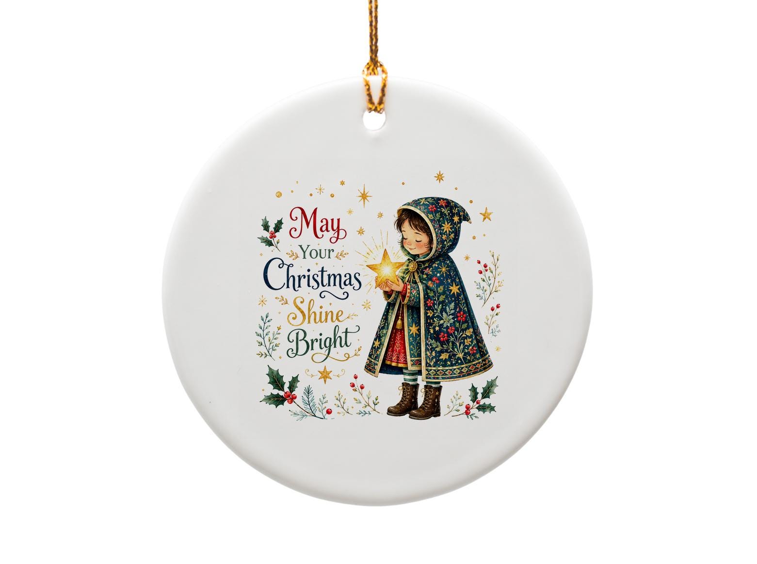 May Your Christmas Shine Bright Ornament Child Holding Star Holiday Decor Festive Christmas Tree Decoration Gift O1333