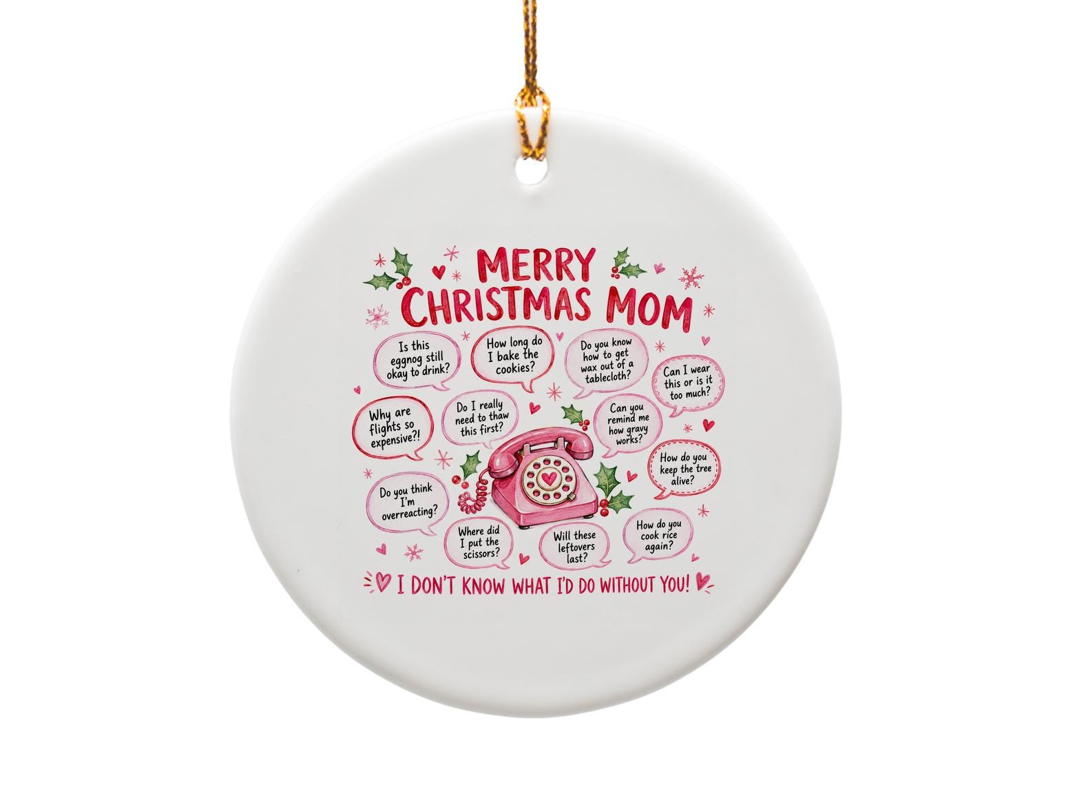 Merry Christmas Mom Ornament Funny Holiday Decoration Gift For Mom Cute Christmas Ornament With Speech Bubbles O1315