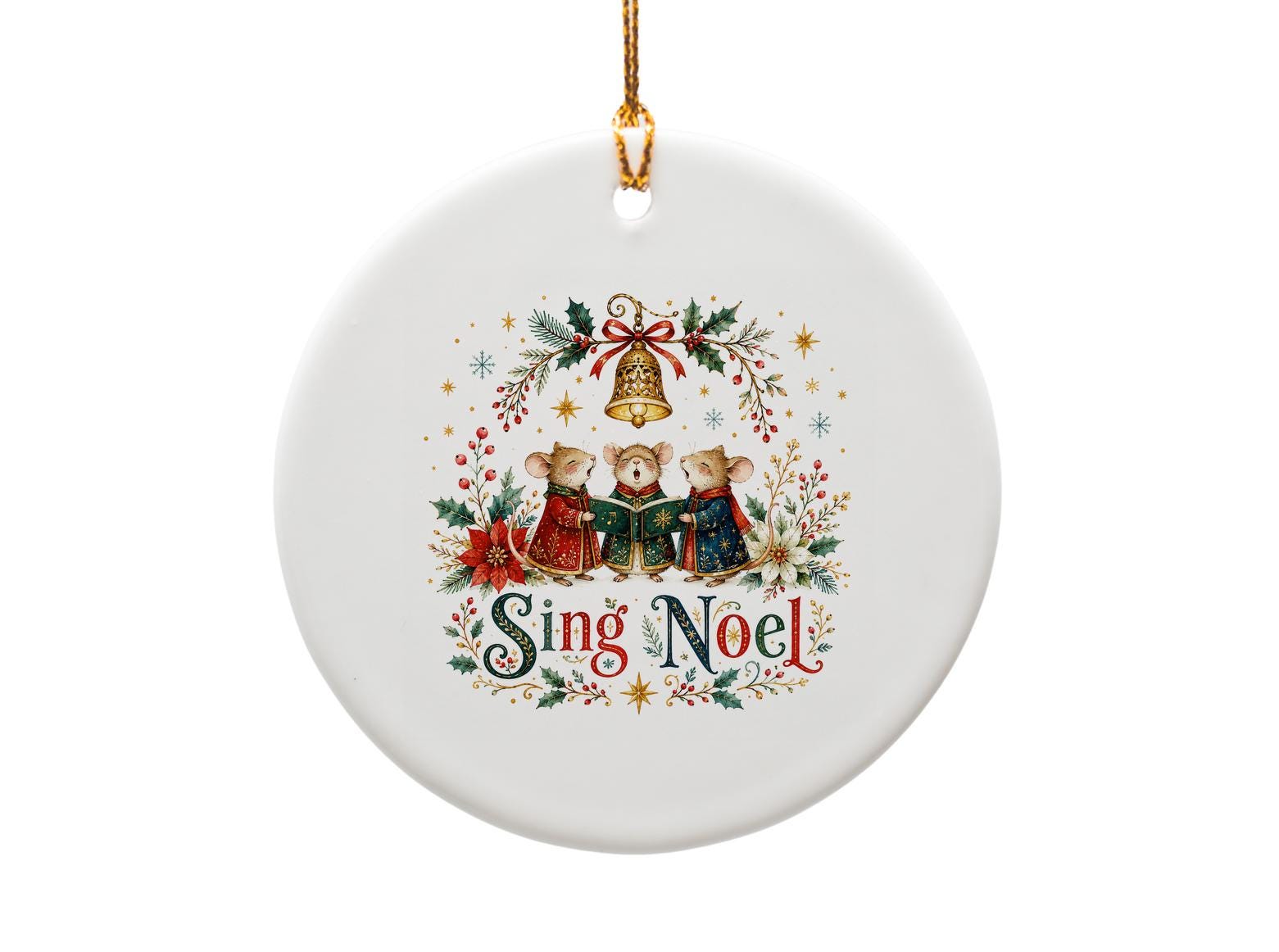Sing Noel Christmas Ornament Cute Mice Singing Holiday Decor Festive Decoration For Tree Winter Holiday Ornament Gift O1341