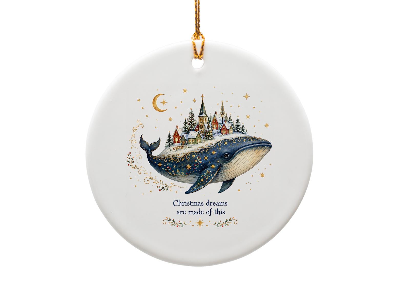 Christmas Dreams Are Made Of This Whale Ornament Holiday Decor Festive Christmas Village Winter Wonderland Home Decoration O1344
