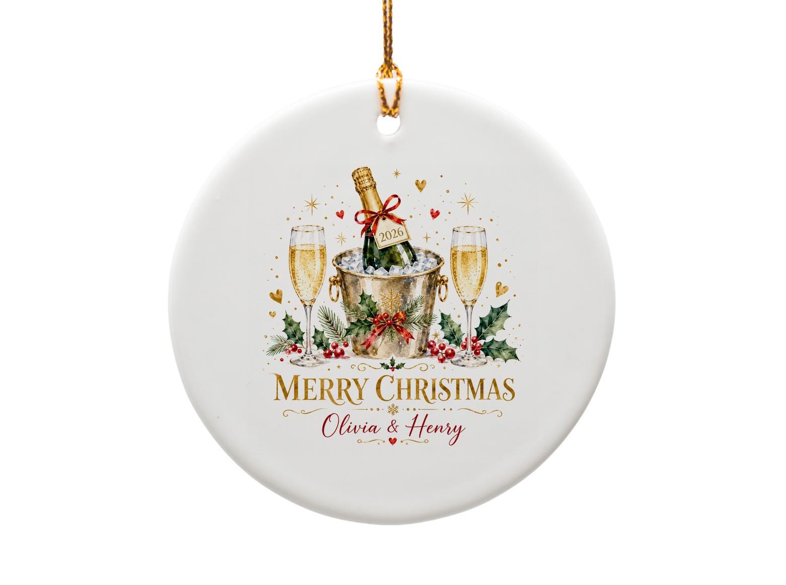 Merry Christmas Personalized Christmas Ornament Champagne Bucket Holiday Decor Custom Name 2026 Keepsake O1320
