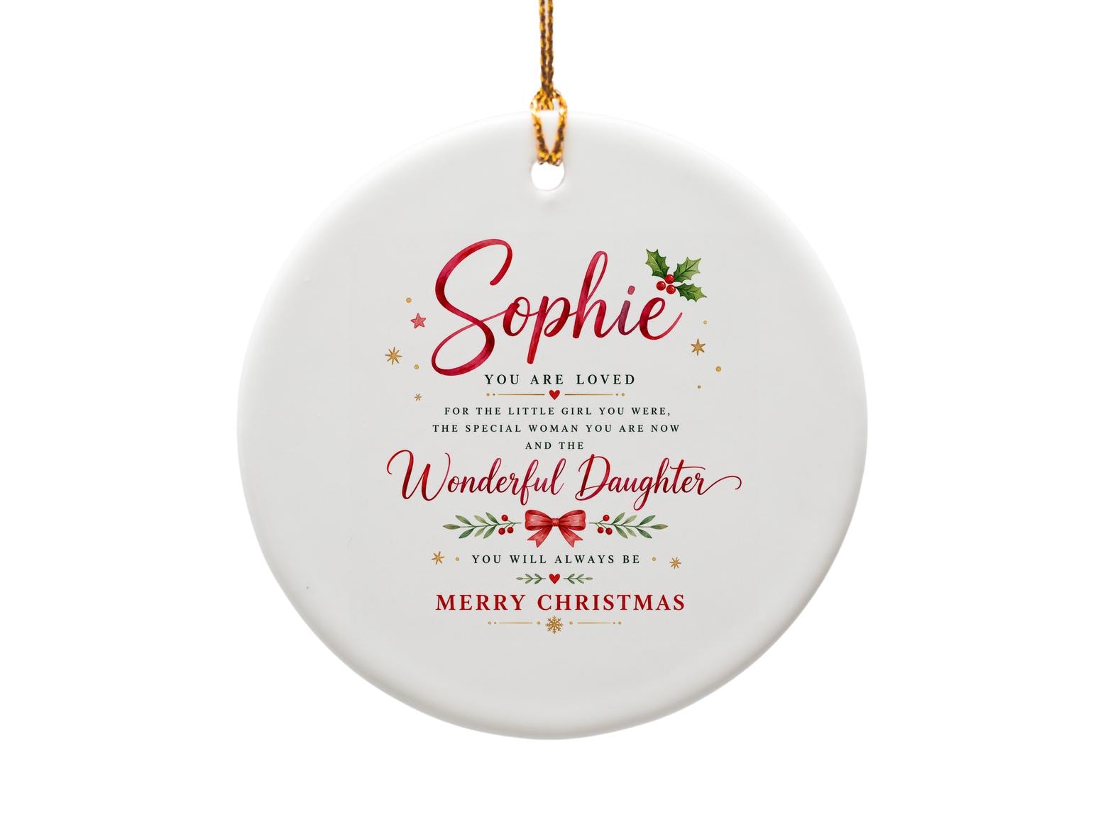 You Are Loved Wonderful Daughter Christmas Ornament Personalized Holiday Gift For Her Sentimental Keepsake O1322