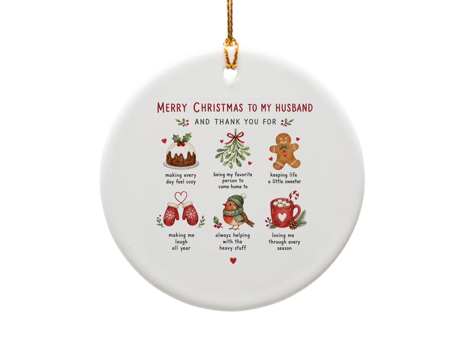 Merry Christmas To My Husband And Thank You For Ornament Christmas Husband Appreciation Gift Cute Holiday Decor O1326