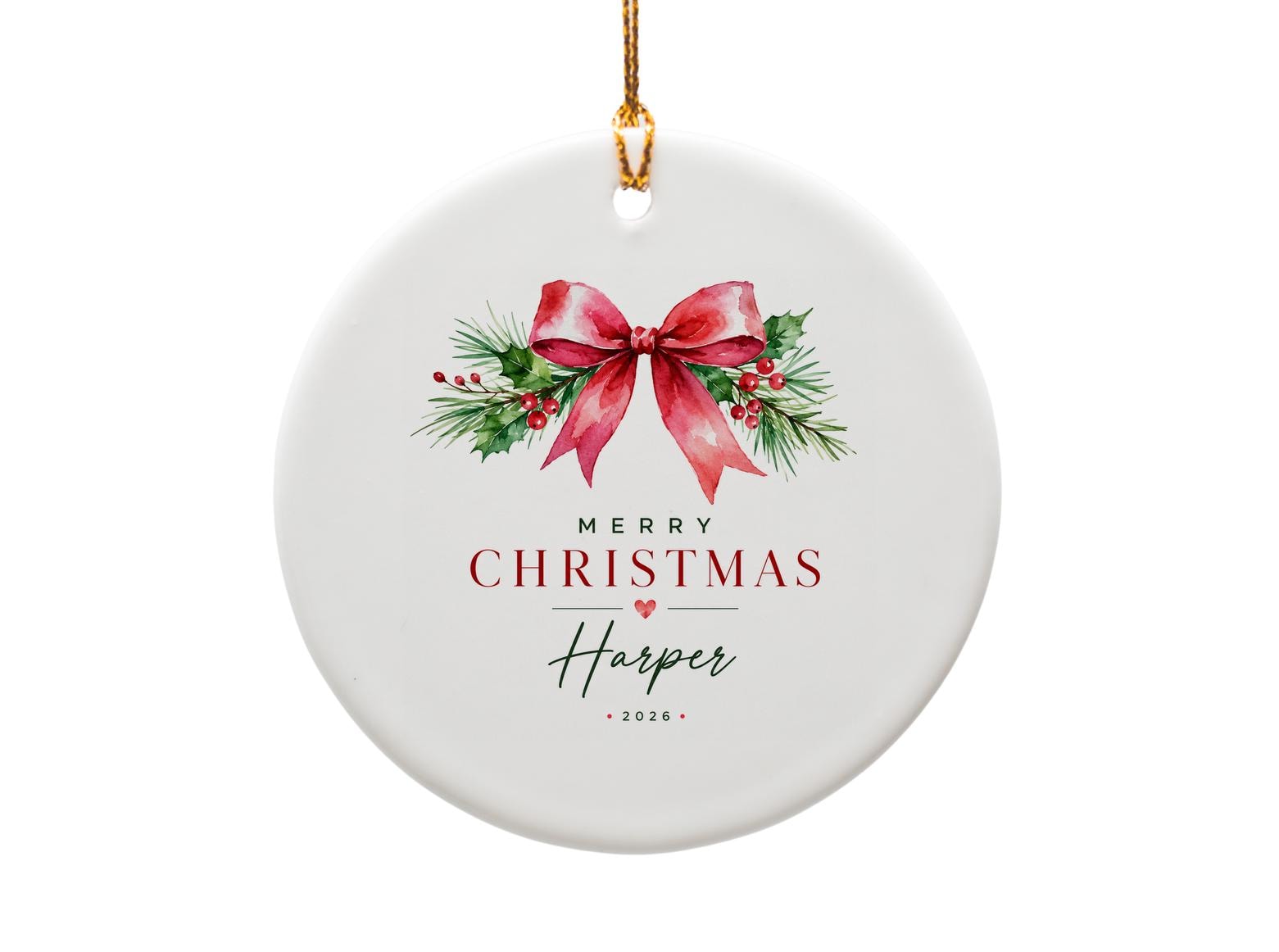Merry Christmas 2026 Personalized Ornament Holiday Decor Custom Name Keepsake Gift Xmas Tree Decoration O1327