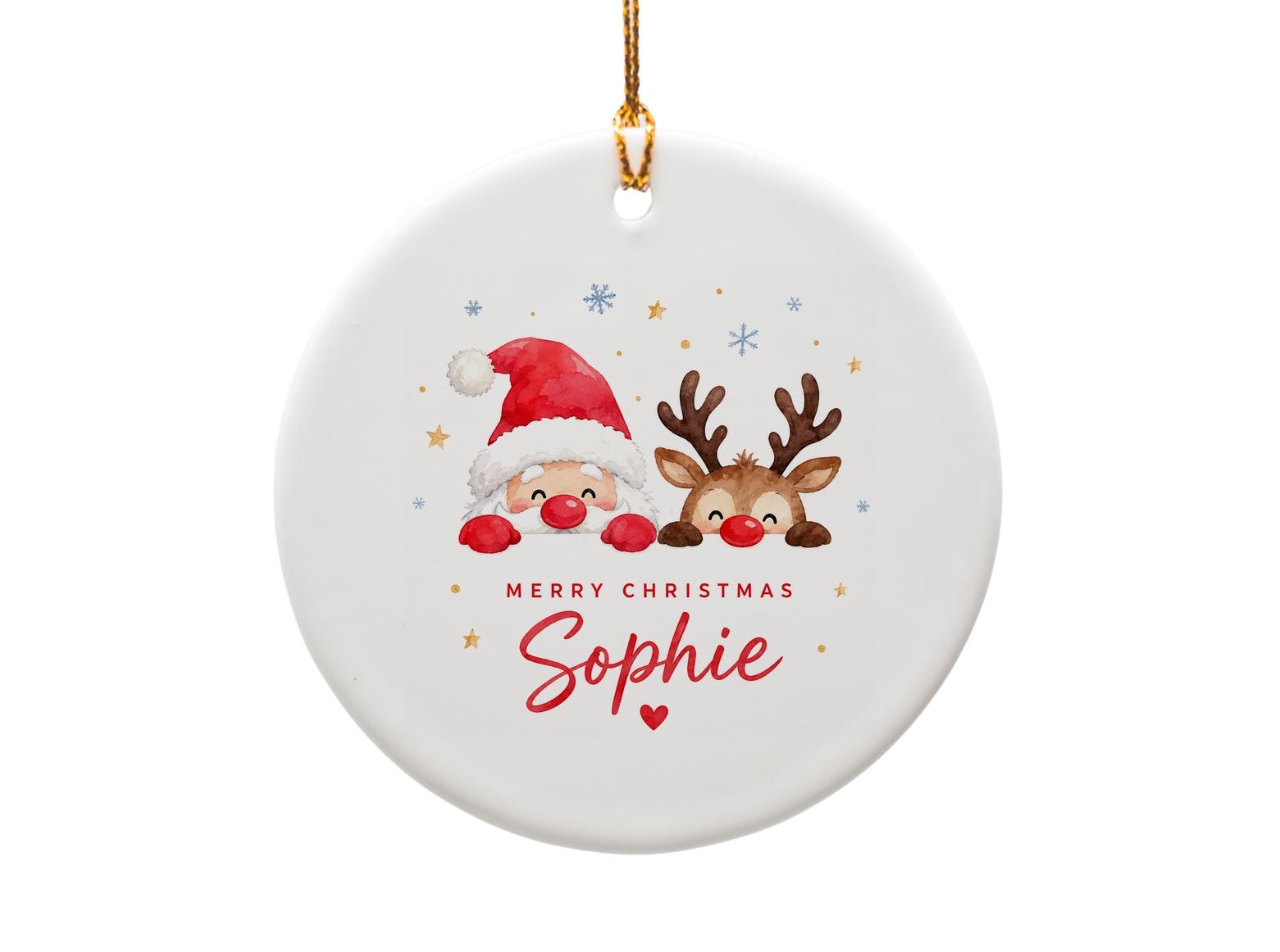 Merry Christmas Personalized Ornament Santa And Reindeer Holiday Decor Custom Name Christmas Tree Decoration O1328