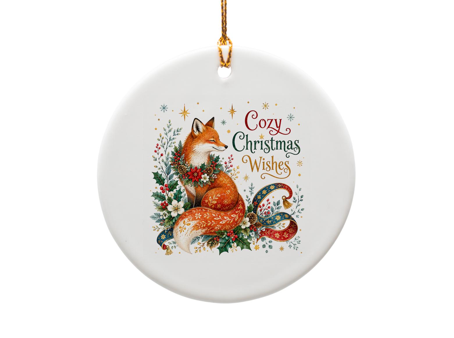 Cozy Christmas Wishes Ornament Festive Fox Holiday Decor Christmas Tree Decoration Woodland Animal Ornament O1348