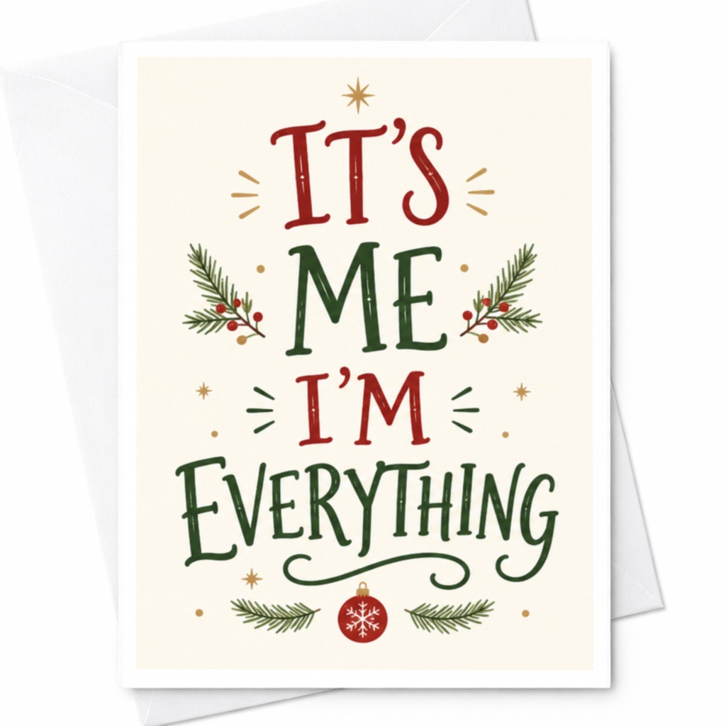 It's Me I'm Everything Christmas Card Festive Holiday Greeting Card Funny Seasonal Card For Friends Family Cute Ornament C5959