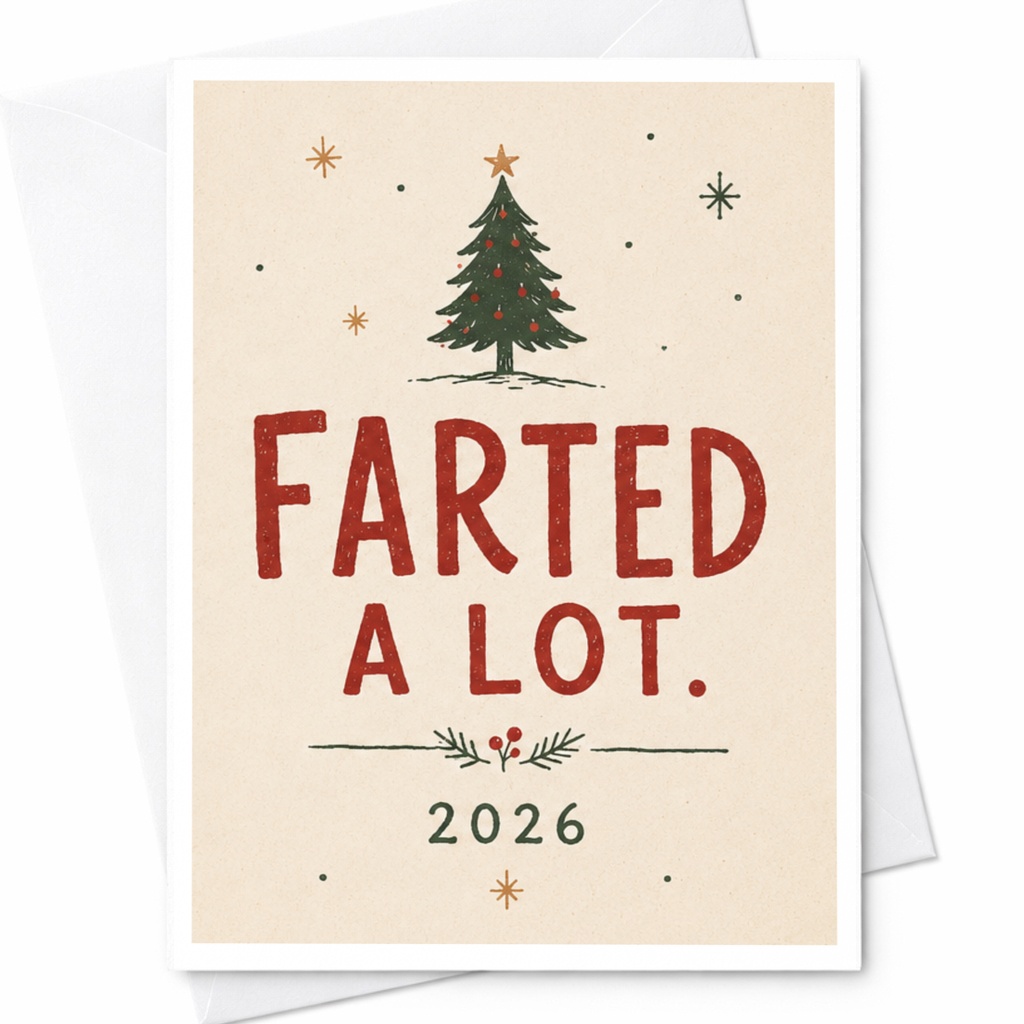 Farted A Lot. 2026 Funny Christmas Card Holiday Greeting Card For Friends Family Cute Xmas Tree C5969