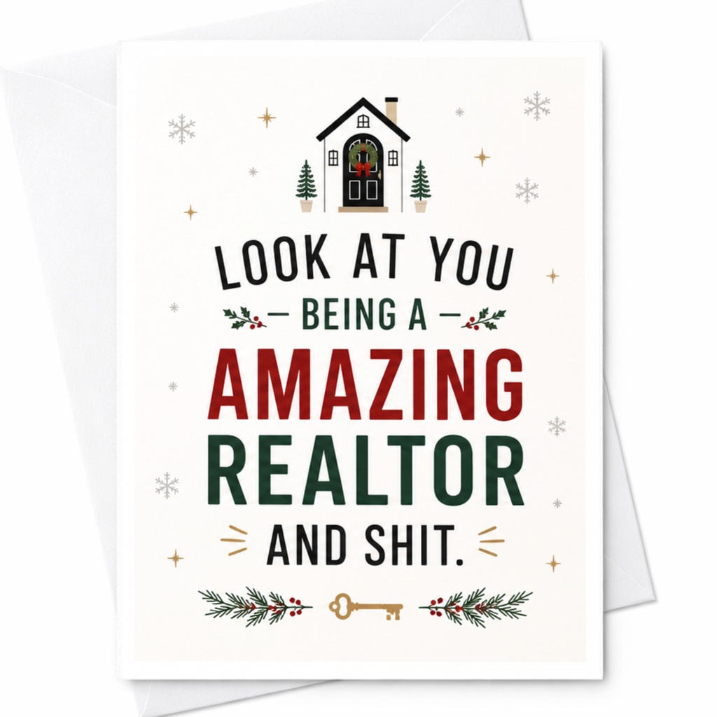 Look At You Being A Amazing Realtor And Shit Congratulations Card Funny Realtor Greeting Card Holiday House C6018