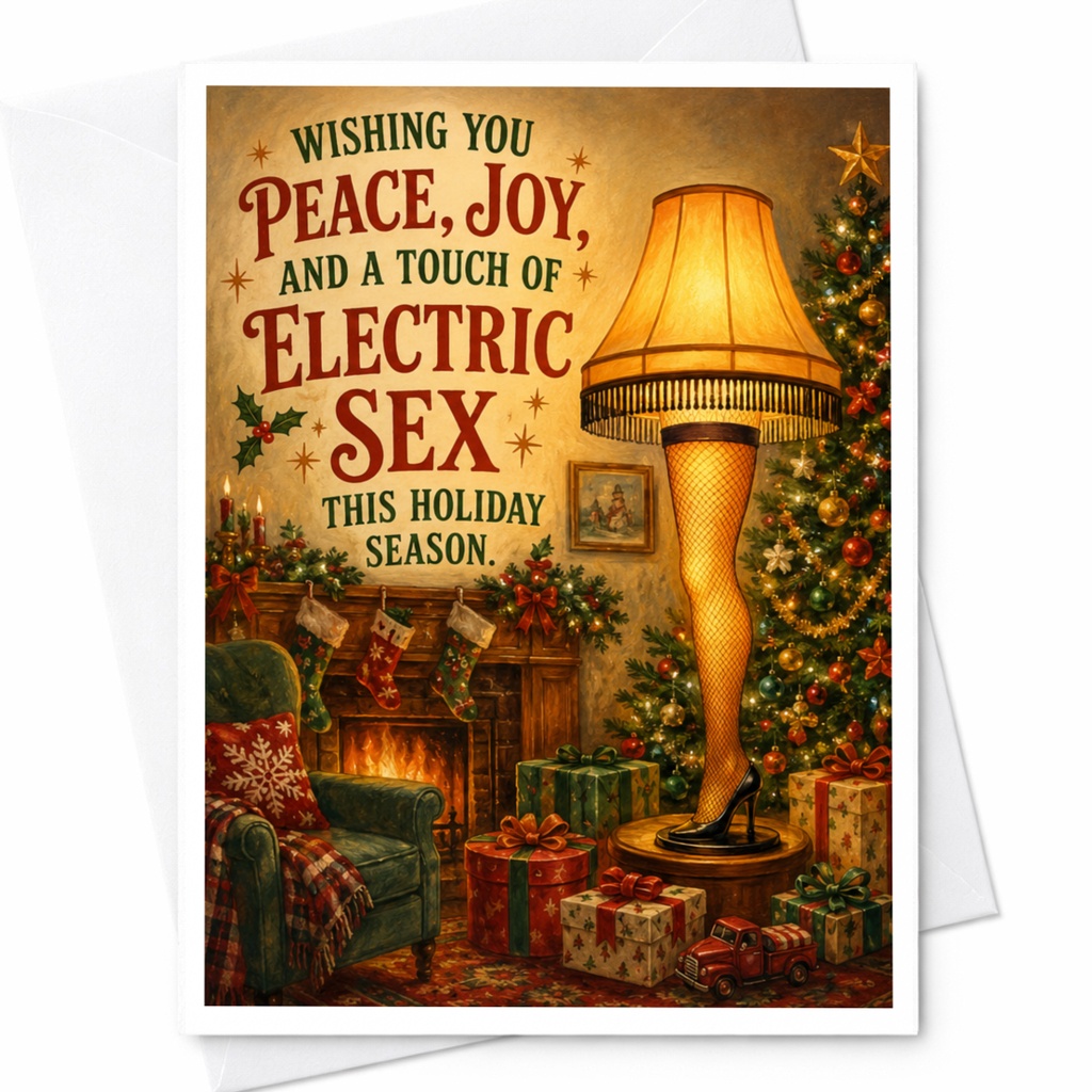 Wishing You Peace, Joy, And A Touch Of Electric Sex This Holiday Season Christmas Card Funny Holiday Greeting Card C6027