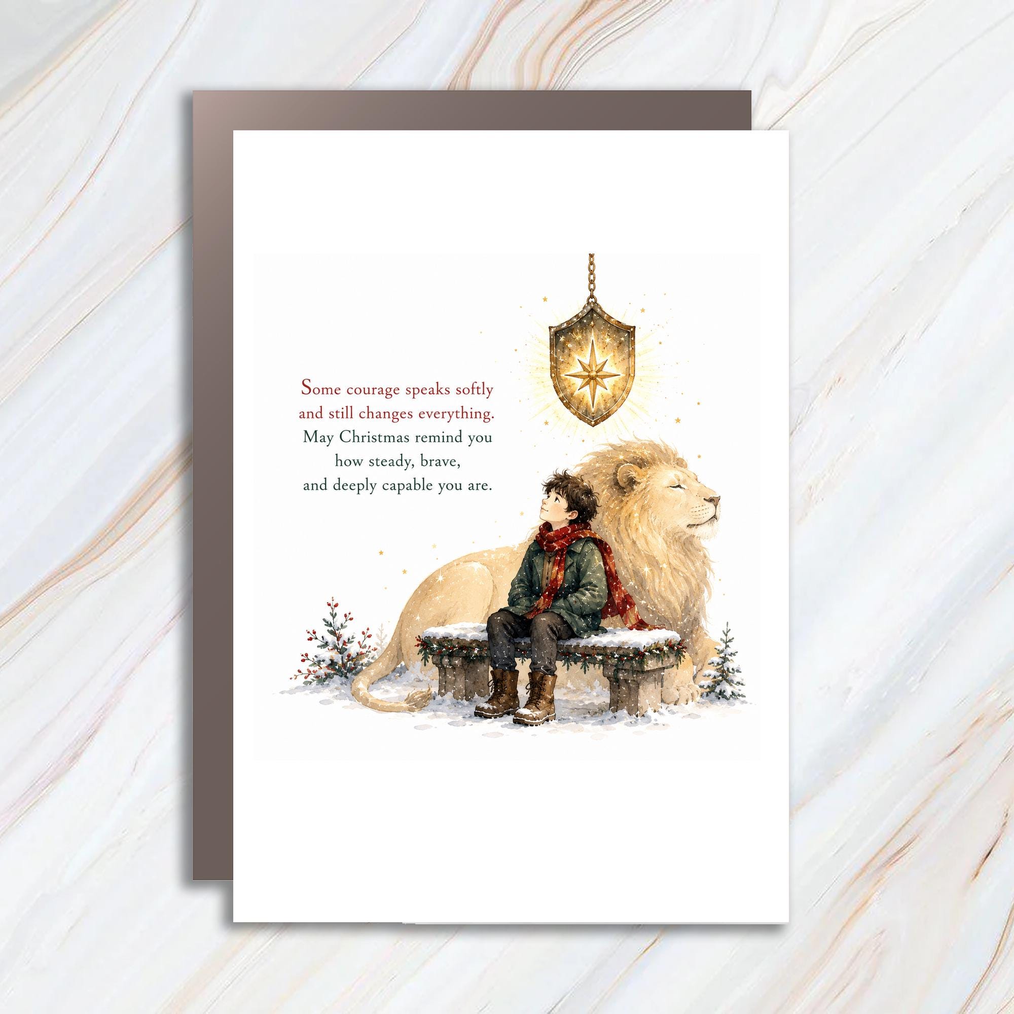 Some Courage Speaks Softly Christmas Card Brave Inspirational Holiday Greeting Card For Him Her Family Encouragement C1373