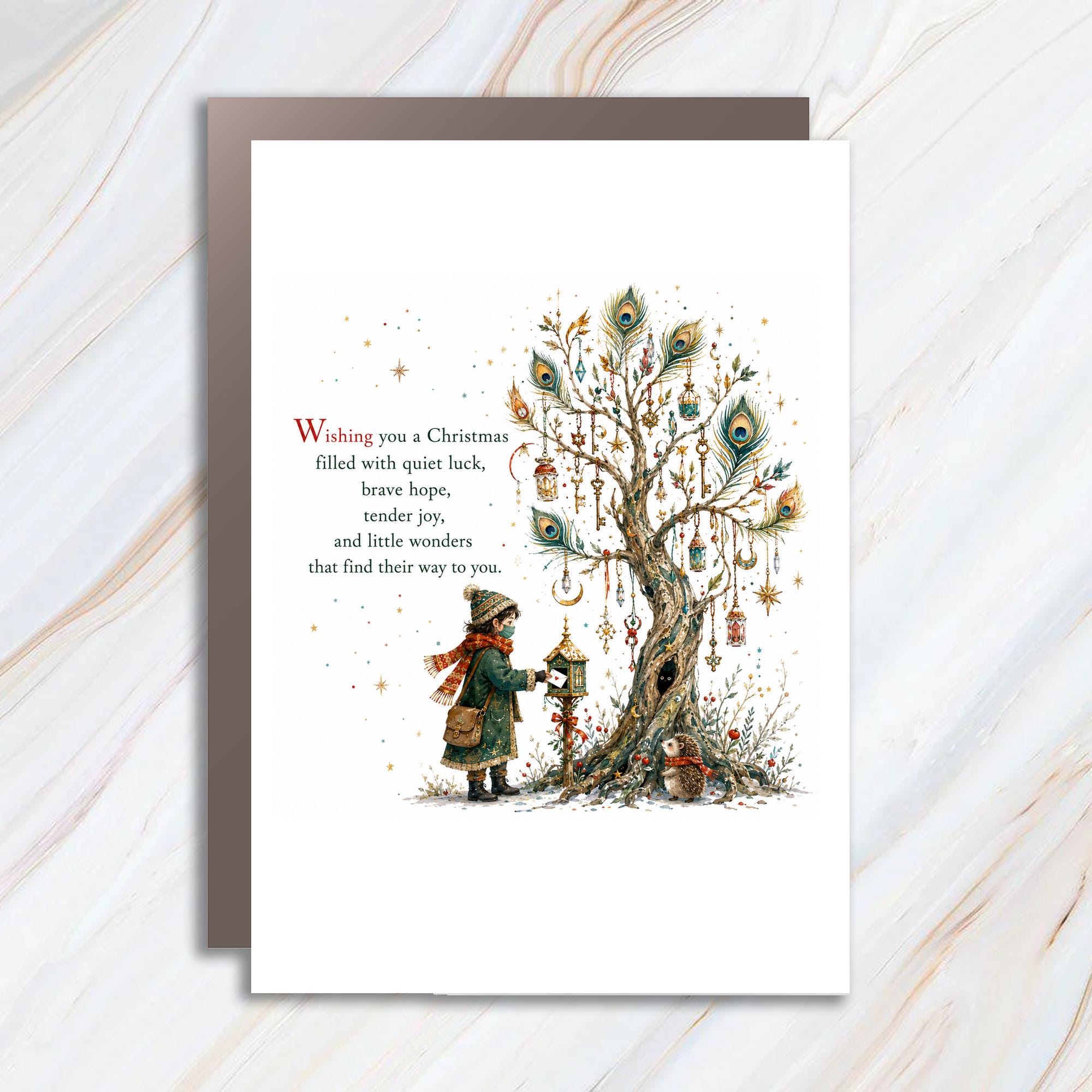 Wishing You A Christmas Filled With Quiet Luck Christmas Card Holiday Greeting Card Festive Wishes For Family And Friends C1375