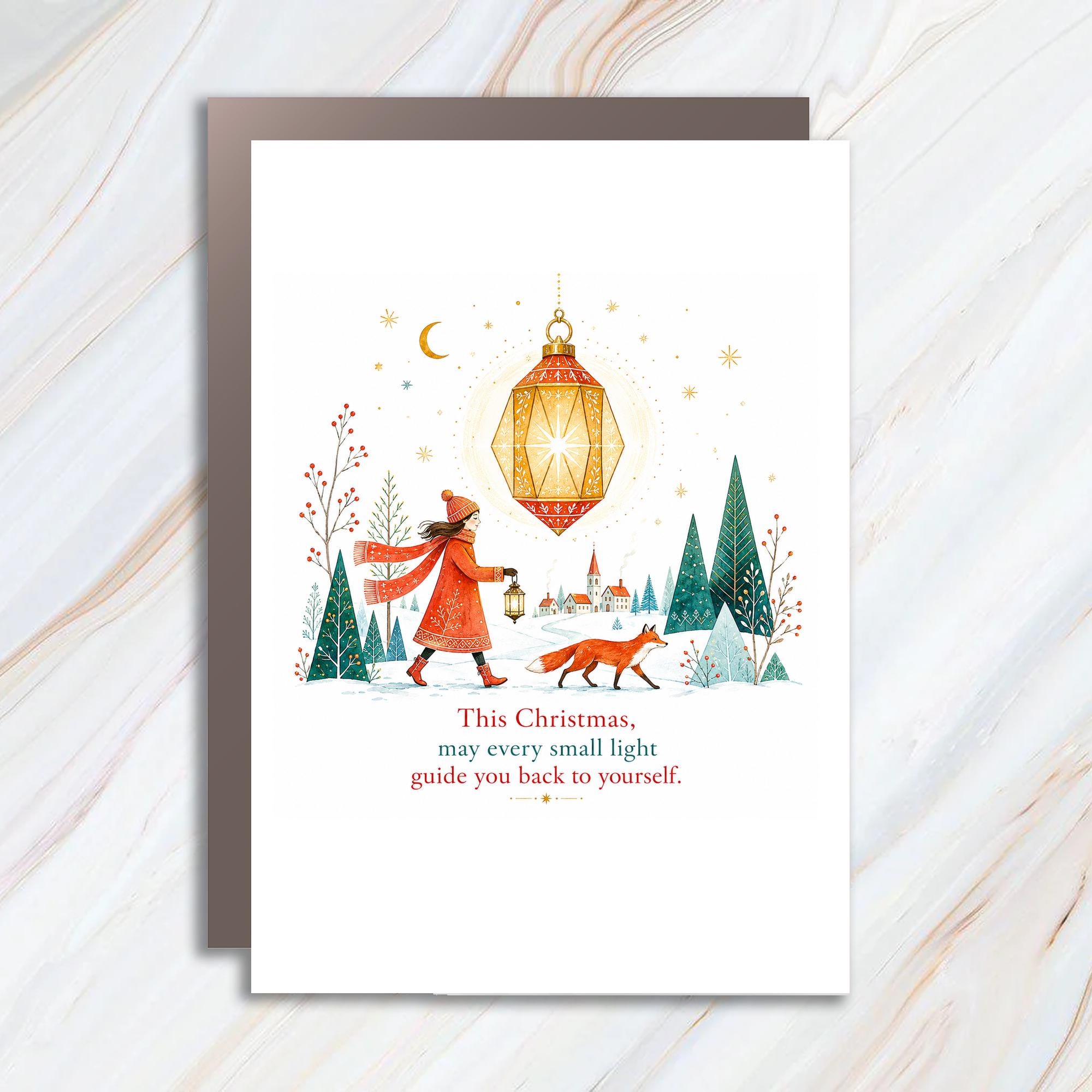 This Christmas, May Every Small Light Guide You Back To Yourself Christmas Card Winter Scene Holiday Greeting Card For Friend Fami C1360