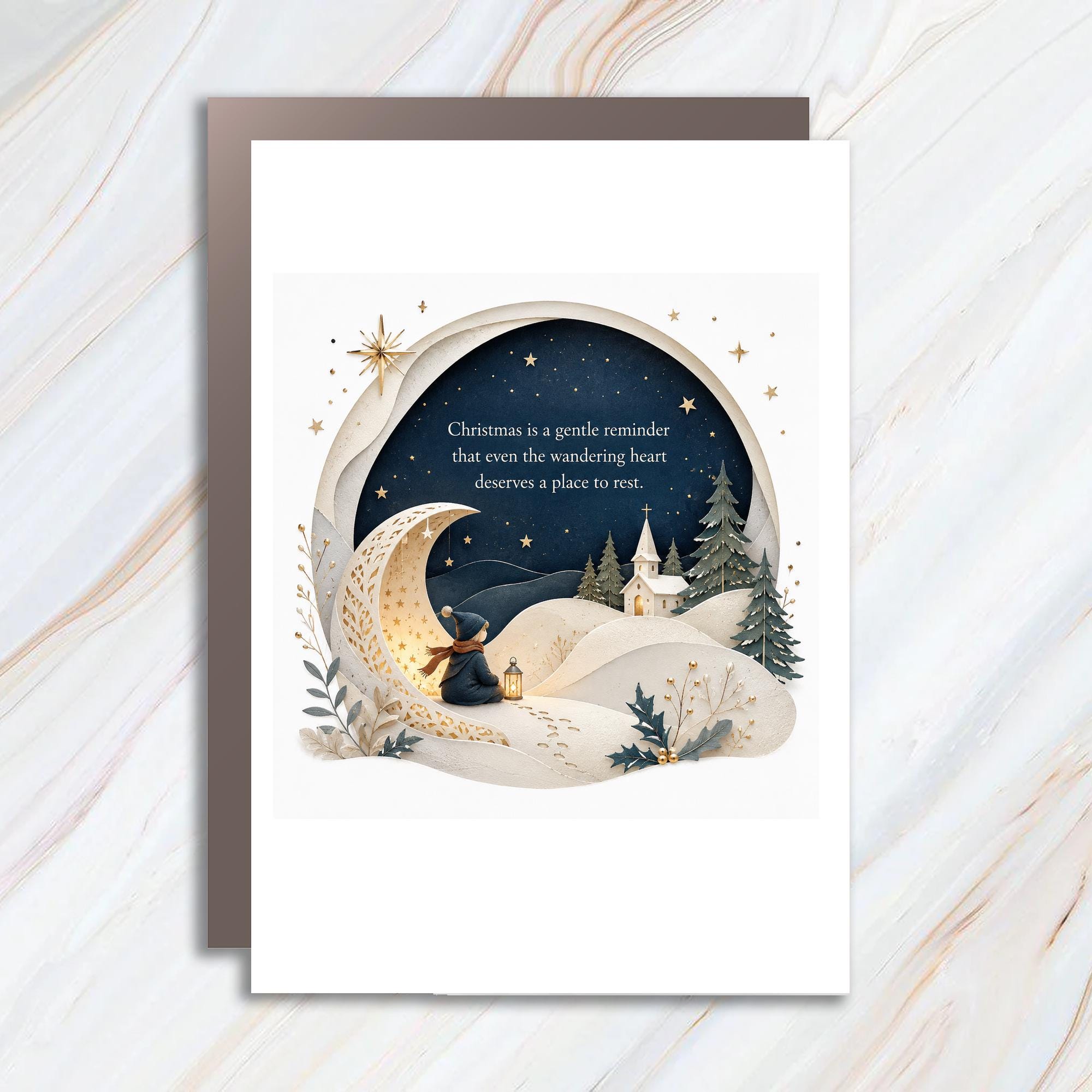 Christmas Is A Gentle Reminder Holiday Card Winter Scene Church Peaceful Christmas Card For Family Friends Thoughtful C1367