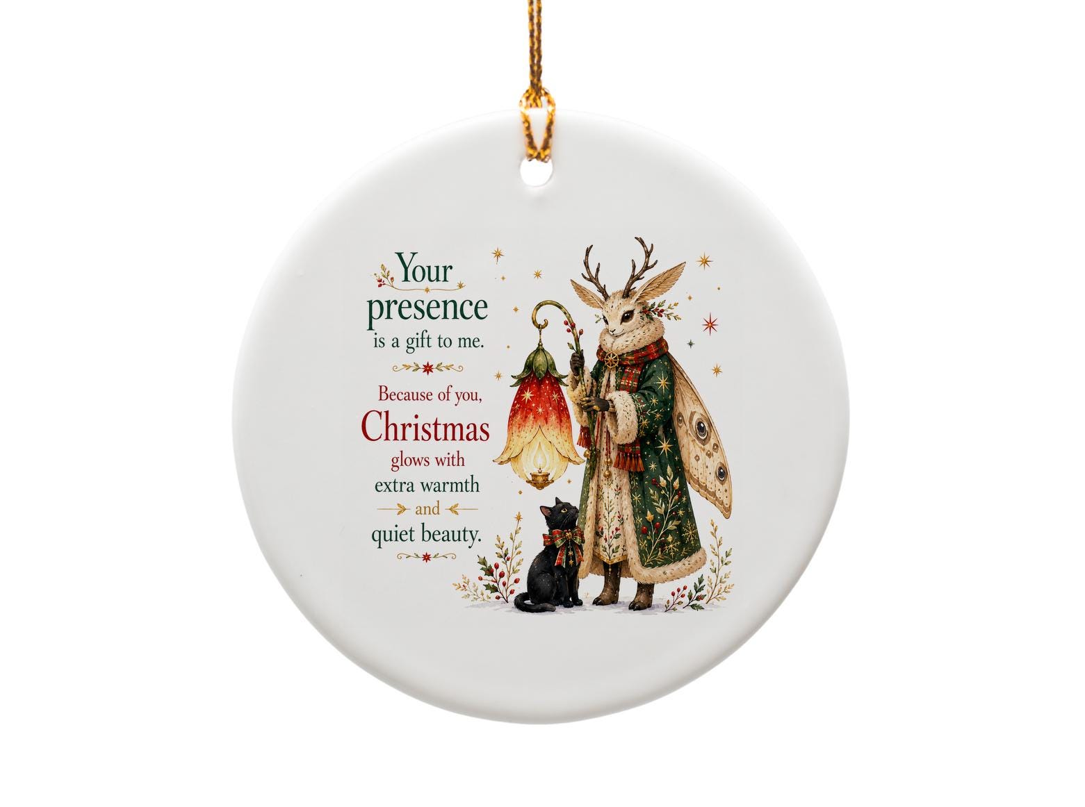 Your Presence Is A Gift Christmas Ornament Holiday Decor Deer Cat Festive Decoration Warmth Beauty Seasonal Gift O1353