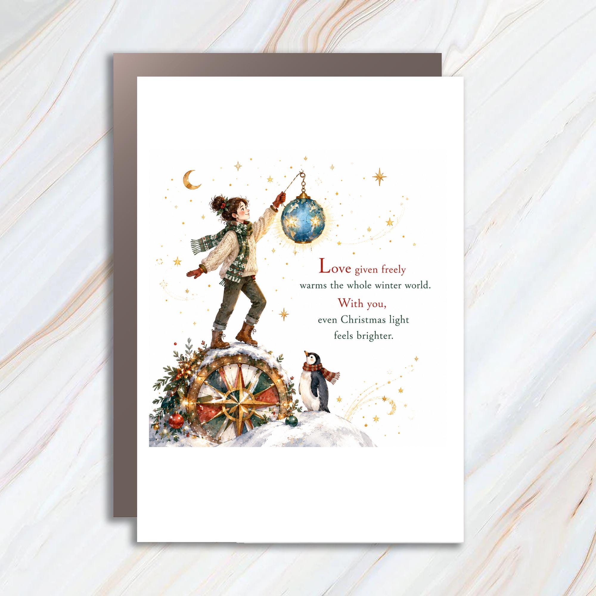 Love Given Freely Christmas Card Winter Holiday Greeting Card With You Even Christmas Light Feels Brighter C1374