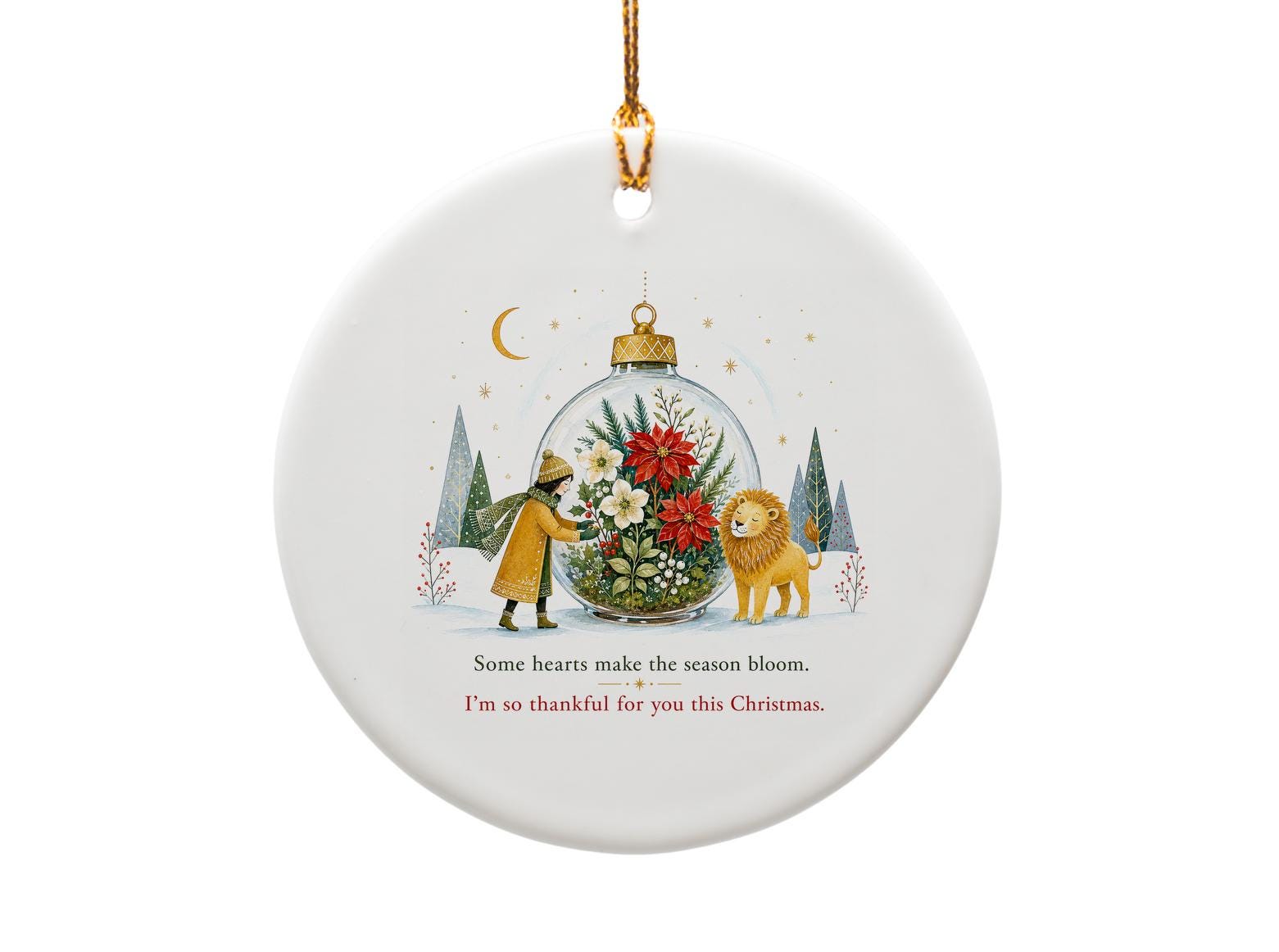 Some Hearts Make The Season Bloom Christmas Ornament Thankful Holiday Decoration Festive Floral Gift O1354