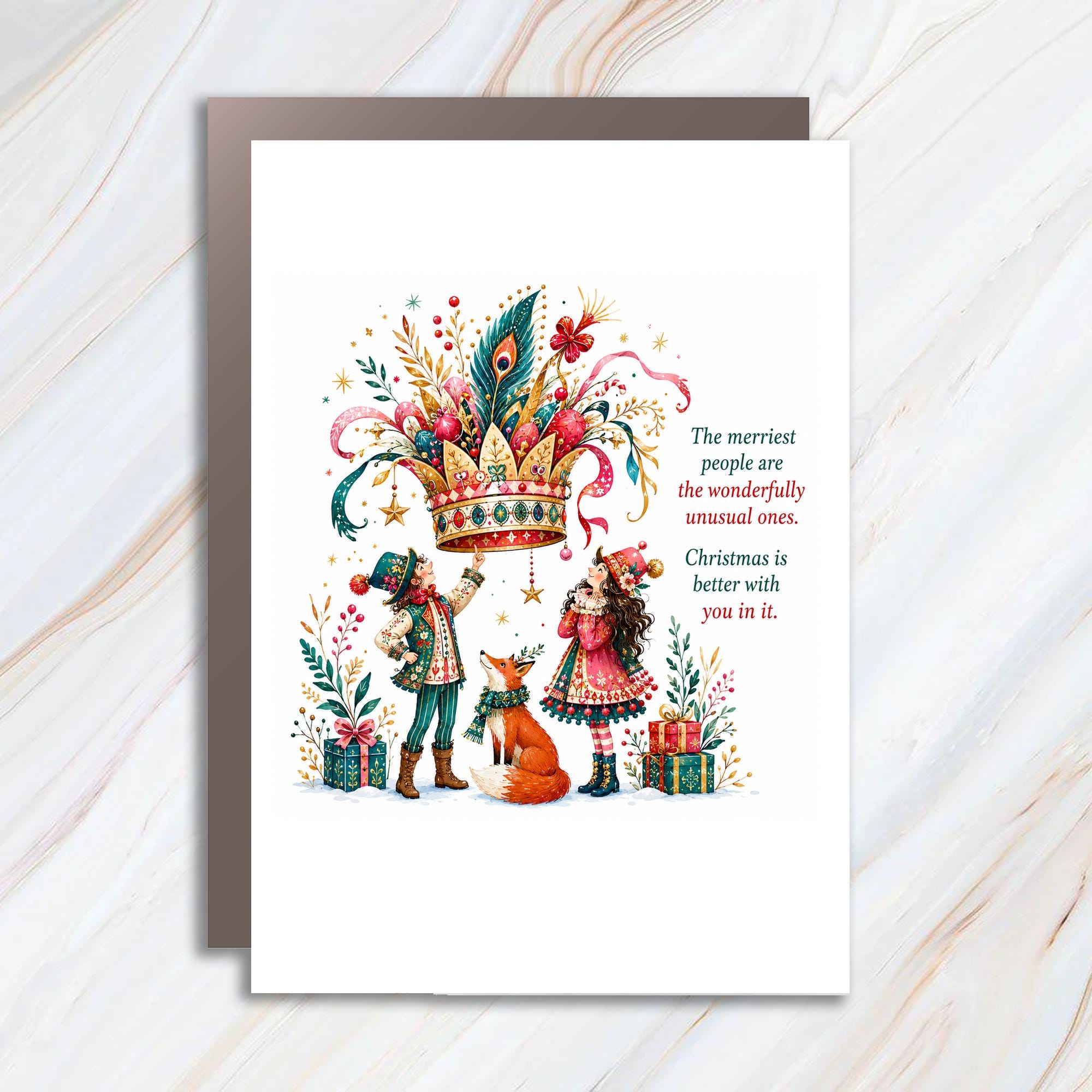 The Merriest People Are The Wonderfully Unusual Ones Christmas Card Festive Holiday Greeting Card For Friends Family C1381