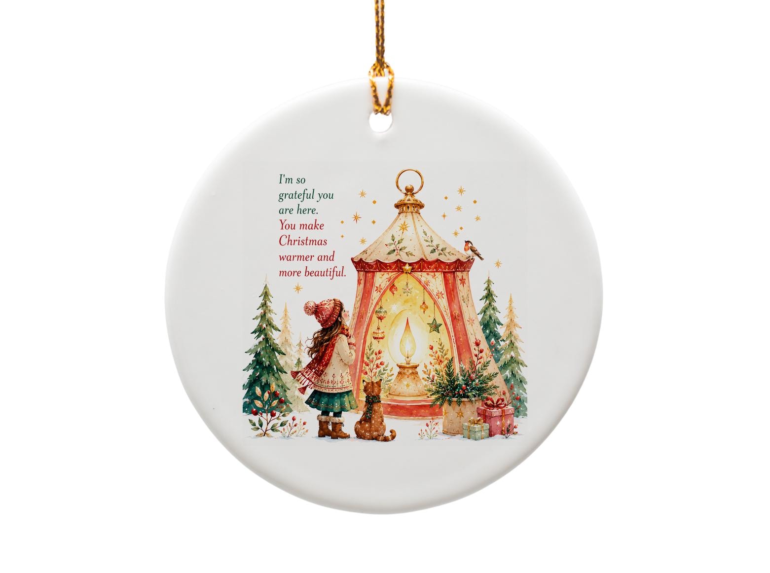 I'm So Grateful You Are Here Christmas Ornament Holiday Decor Festive Lantern Scene Cozy Winter Decoration Gift O1363