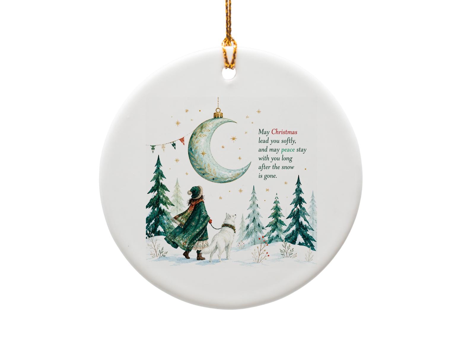 May Christmas Lead You Softly Christmas Ornament Winter Scene Holiday Decor Peaceful Moon Ornament Gift O1366