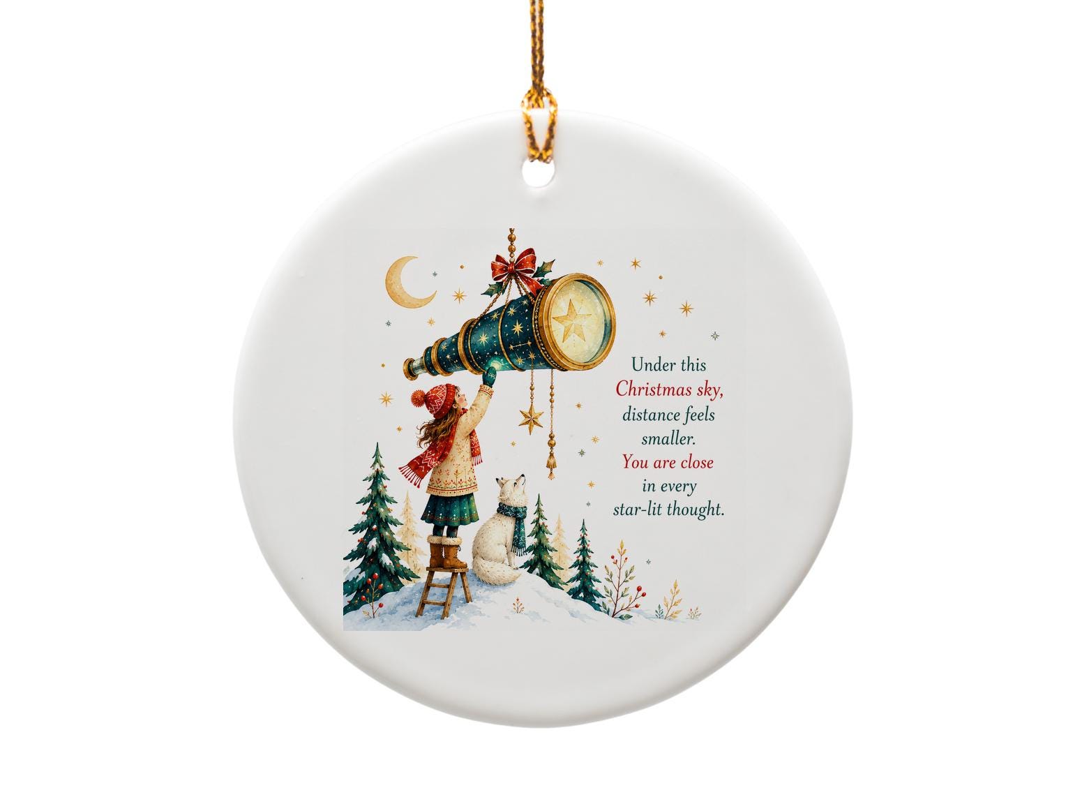 Under This Christmas Sky, Distance Feels Smaller. You Are Close In Every Star-Lit Thought. Christmas Ornament Holiday Decor O1380