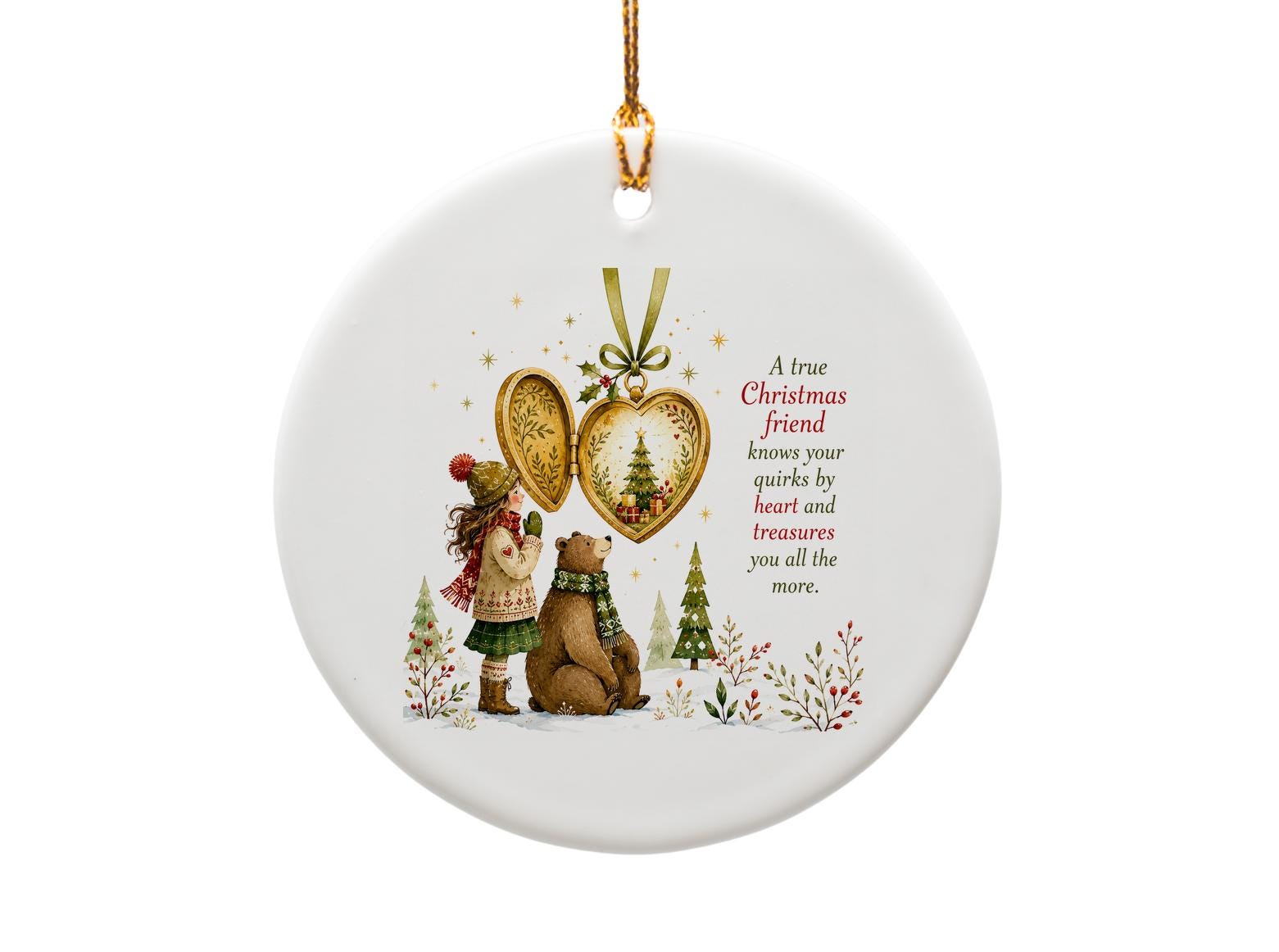 A True Christmas Friend Ornament Heartwarming Holiday Decoration Gift For Friends Cute Bear And Girl O1382