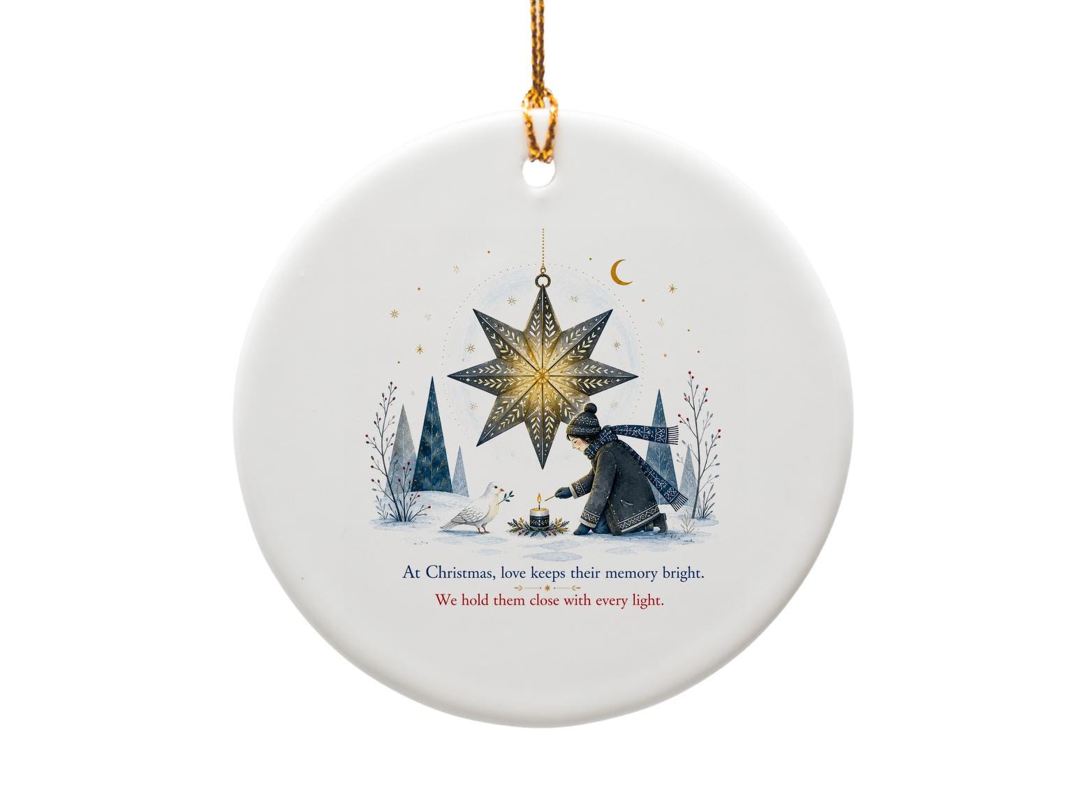 At Christmas, Love Keeps Their Memory Bright Ornament Memorial Christmas Ornament Winter Scene Star Decoration O1357