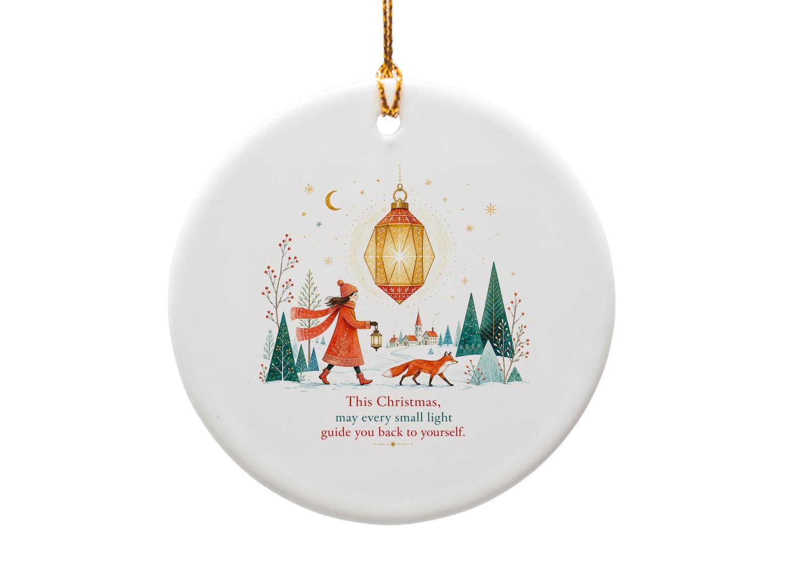 This Christmas, May Every Small Light Guide You Back Ornament Holiday Decor Winter Scene Lantern Art Gift O1360