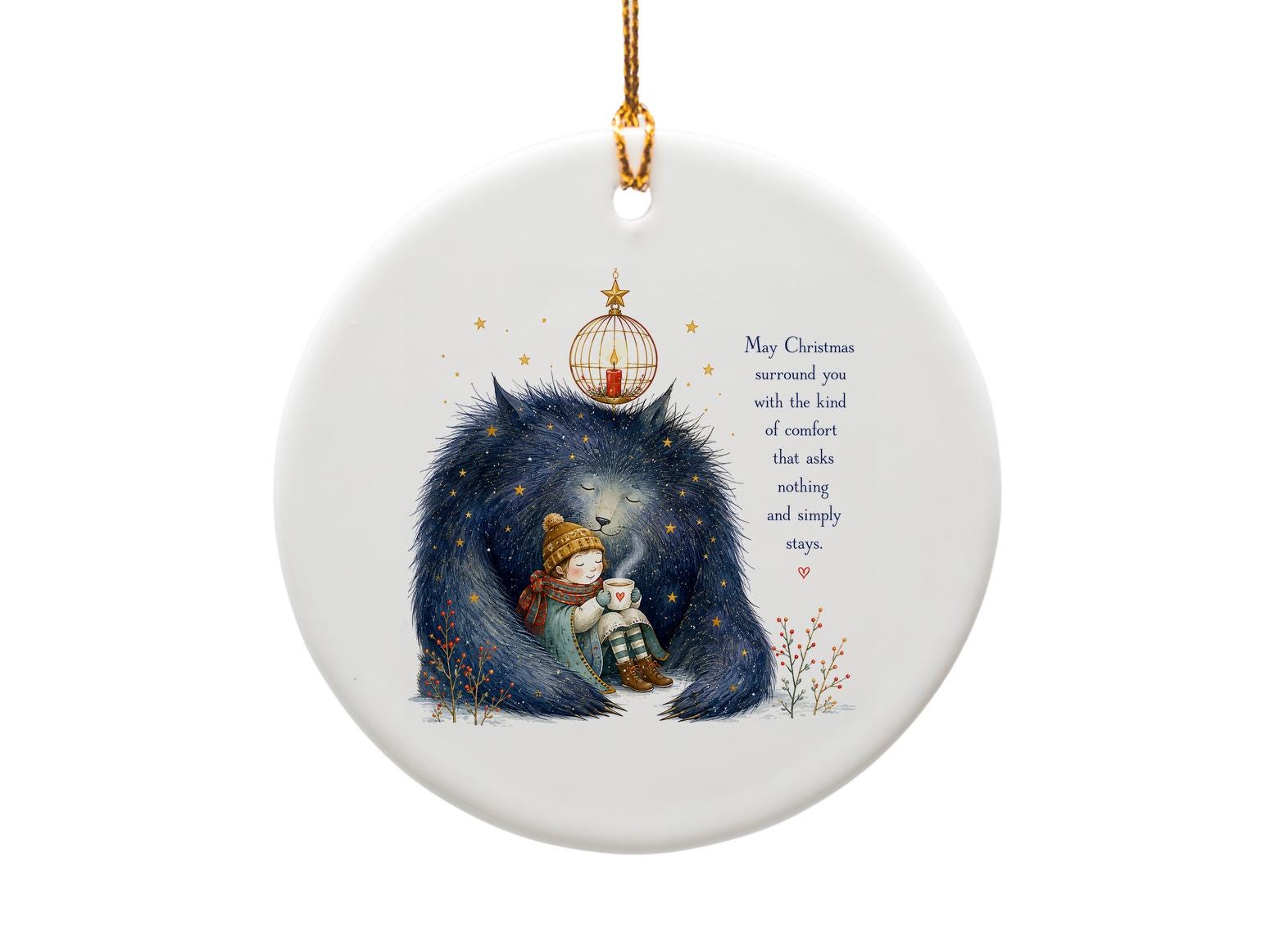 May Christmas Surround You Ornament Cozy Winter Scene Christmas Ornament Holiday Decor Gift For Her Cute Bear Child O1387
