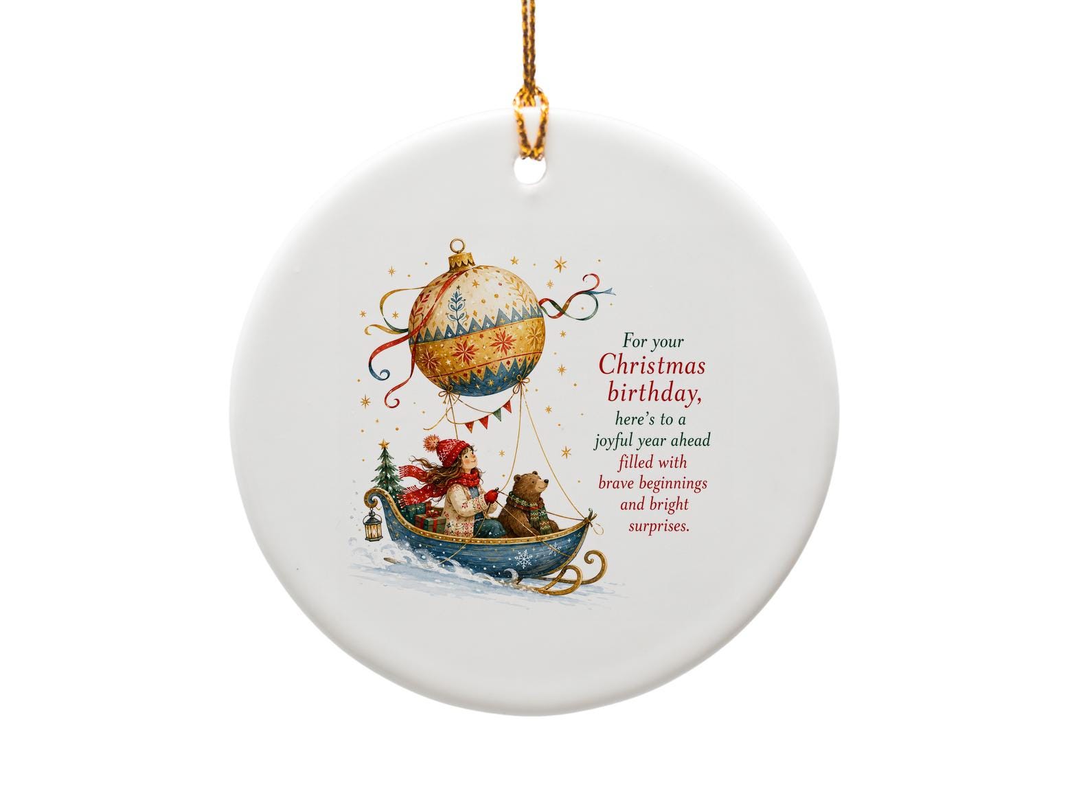 For Your Christmas Birthday Ornament Joyful Year Ahead Brave Beginnings Bright Surprises Holiday Decor Gift O1365