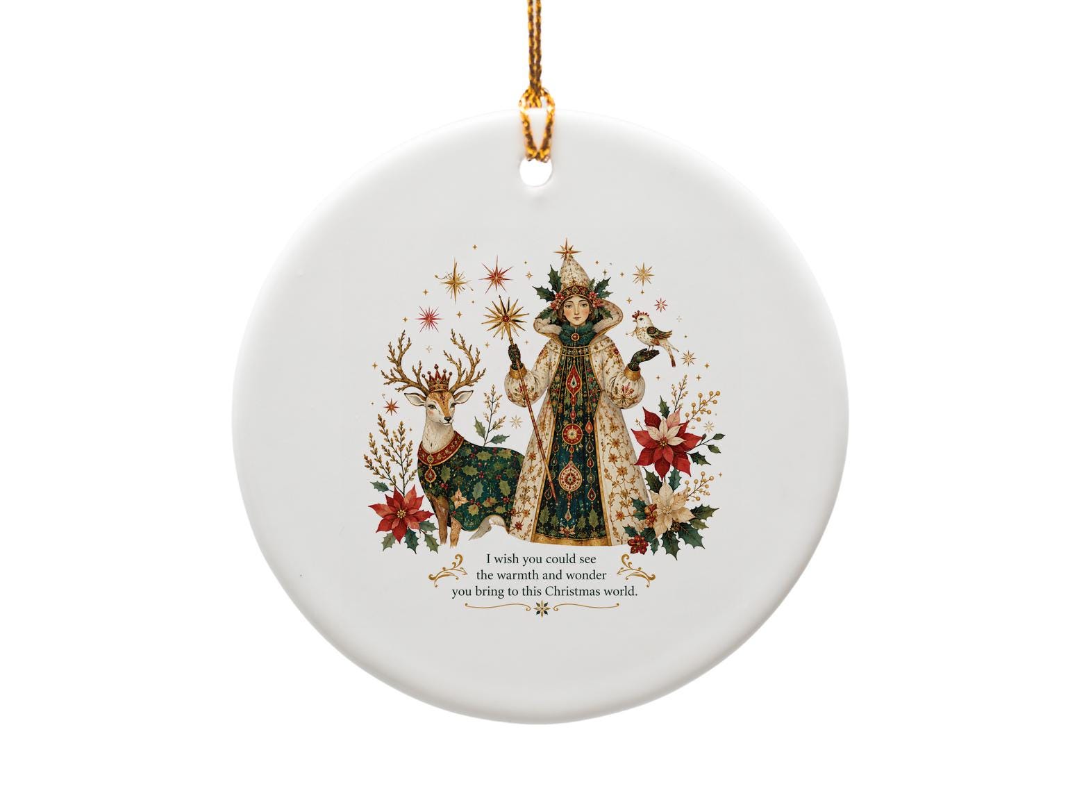 I Wish You Could See The Warmth And Wonder Christmas Ornament Vintage Lady Deer Holiday Decor Festive Home Decoration O1370