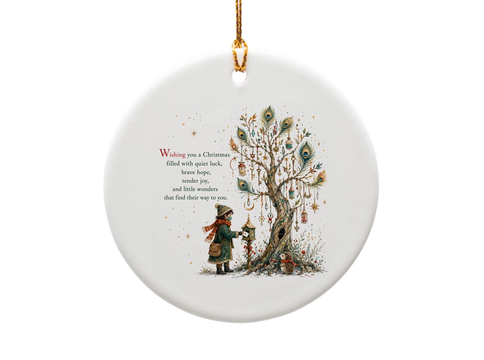 Wishing You A Christmas Filled With Quiet Luck Christmas Ornament Whimsical Tree Decoration Holiday Decor Gift O1375