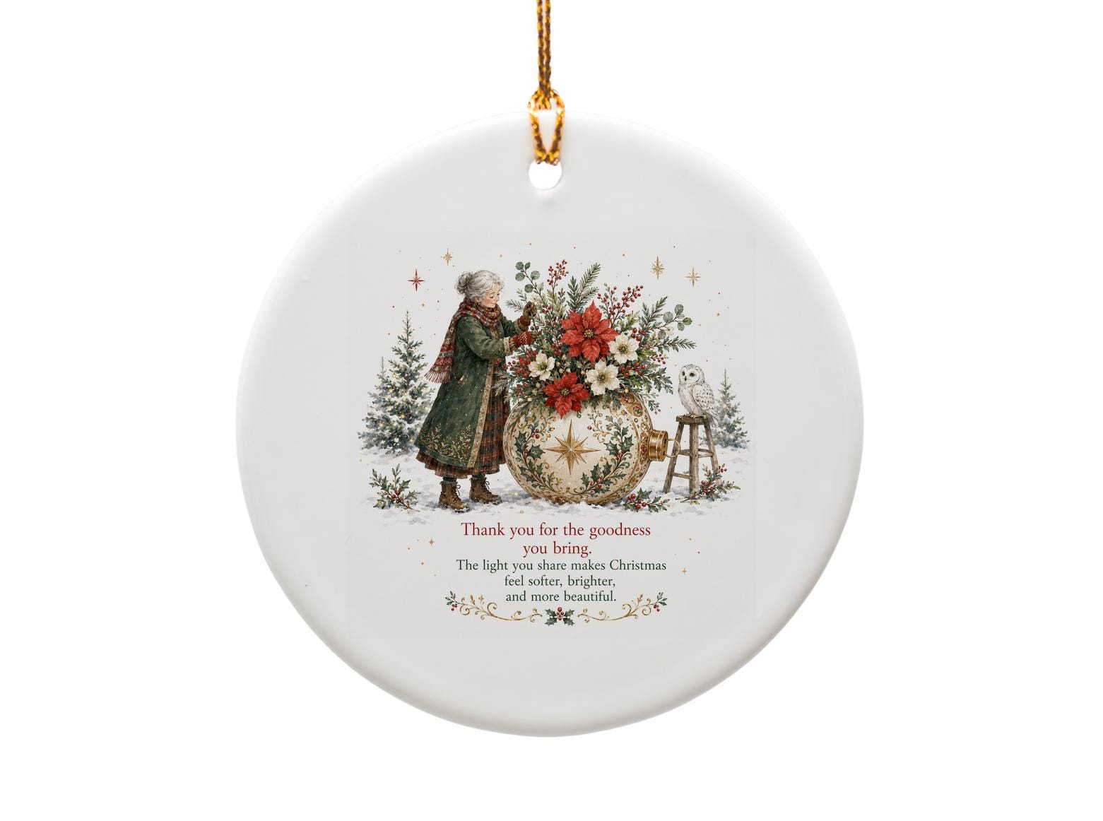 Thank You For The Goodness You Bring Christmas Ornament Festive Holiday Decor Floral Winter Decoration Gift O1377