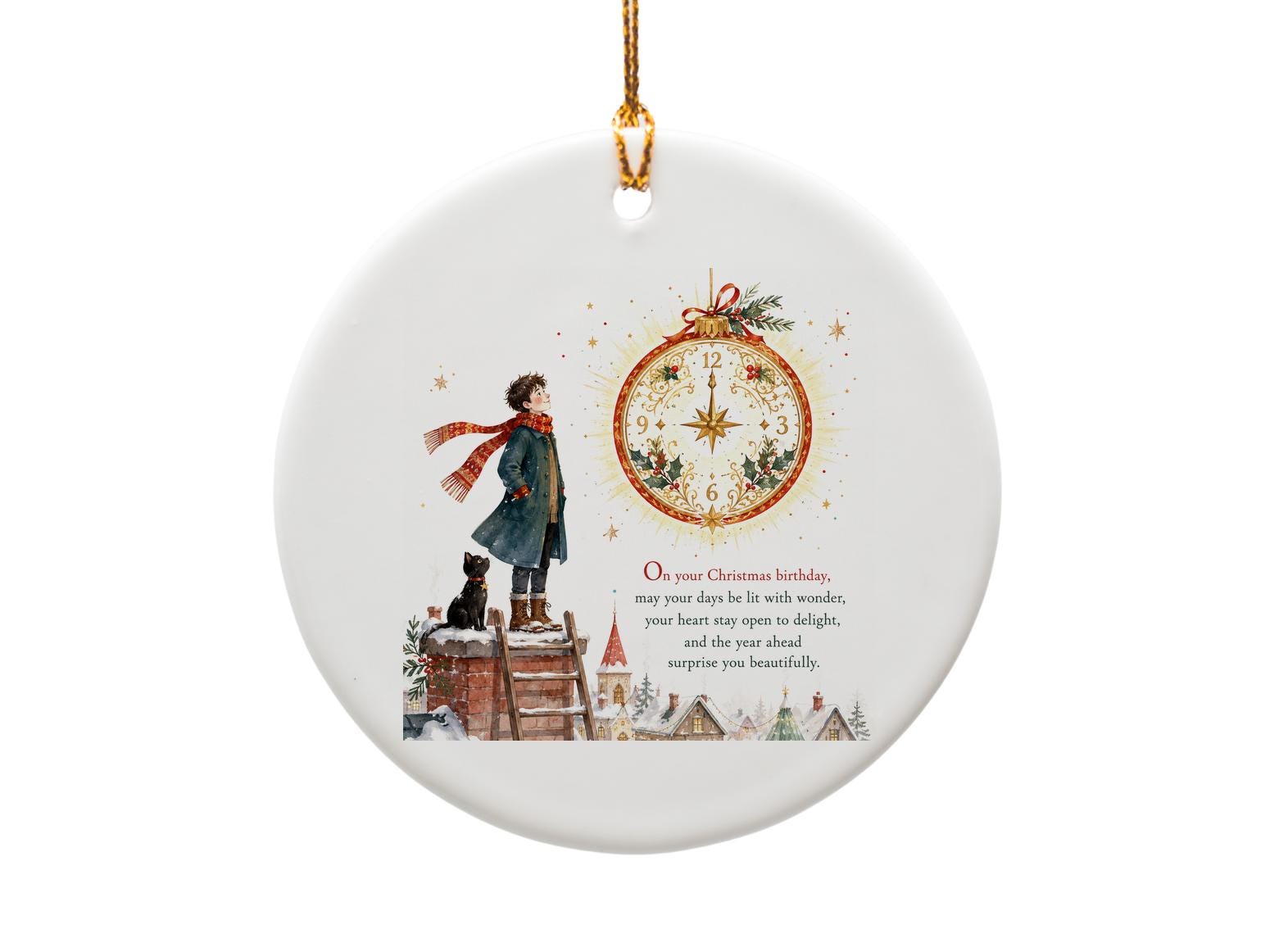 On Your Christmas Birthday Ornament Holiday Decor Festive Christmas Ornament Gift Winter Wonderland Scene O1379