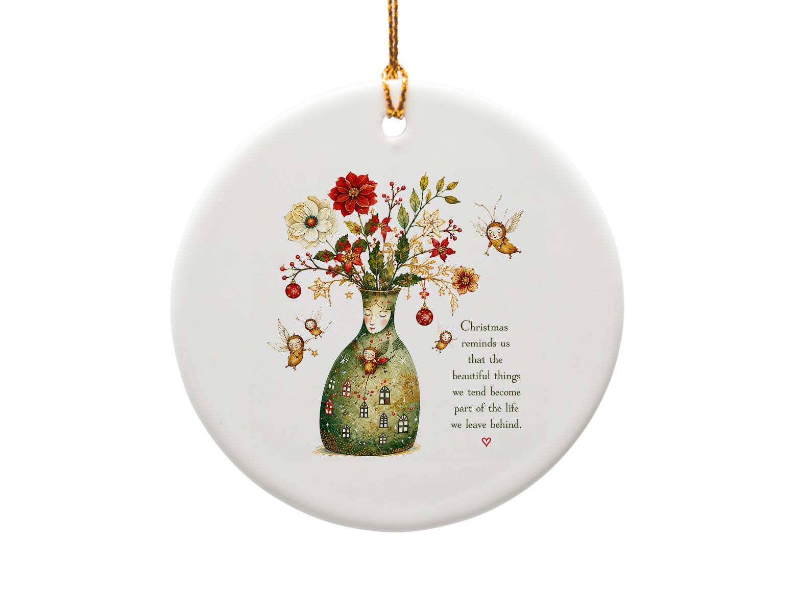Christmas Reminds Us Ornament Festive Floral Vase With Fairies Christmas Decoration Holiday Home Decor Gift O1388
