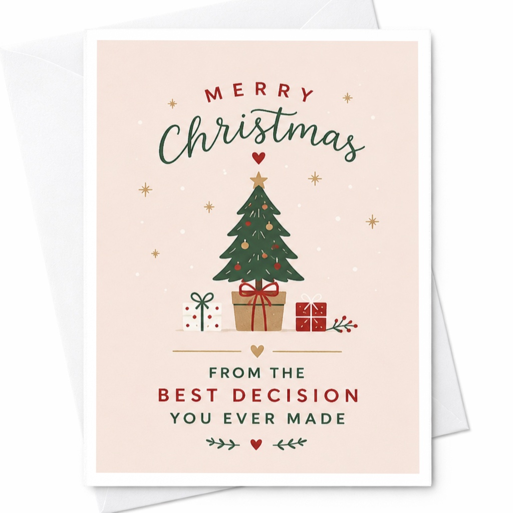 Merry Christmas From The Best Decision You Ever Made Funny Christmas Card For Husband Wife Cute Holiday Greeting Card C6176