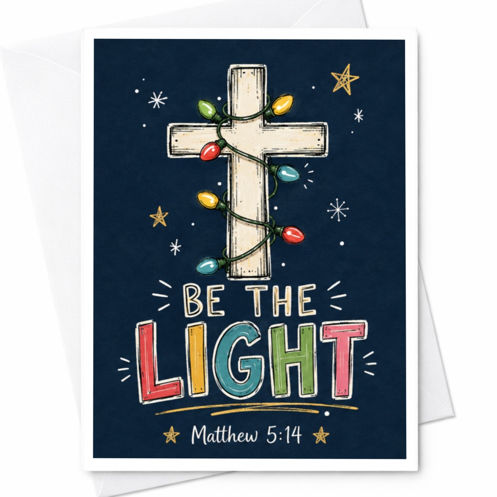 Be The Light Matthew 5:14 Christmas Card Religious Holiday Greeting Card Inspirational Christian Card Faith C6220