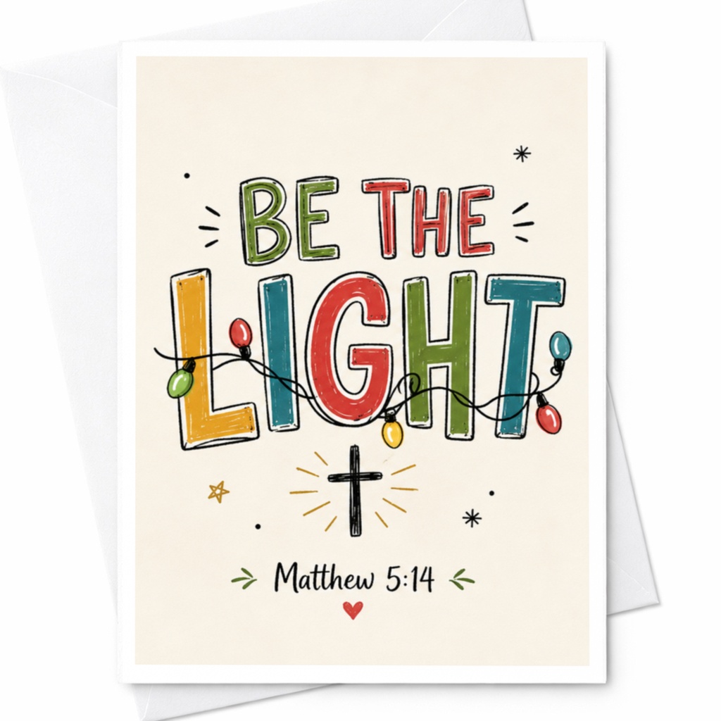 Be The Light Matthew 5:14 Inspirational Greeting Card Christian Encouragement Faith Card Religious Quote Uplifting Message C6221