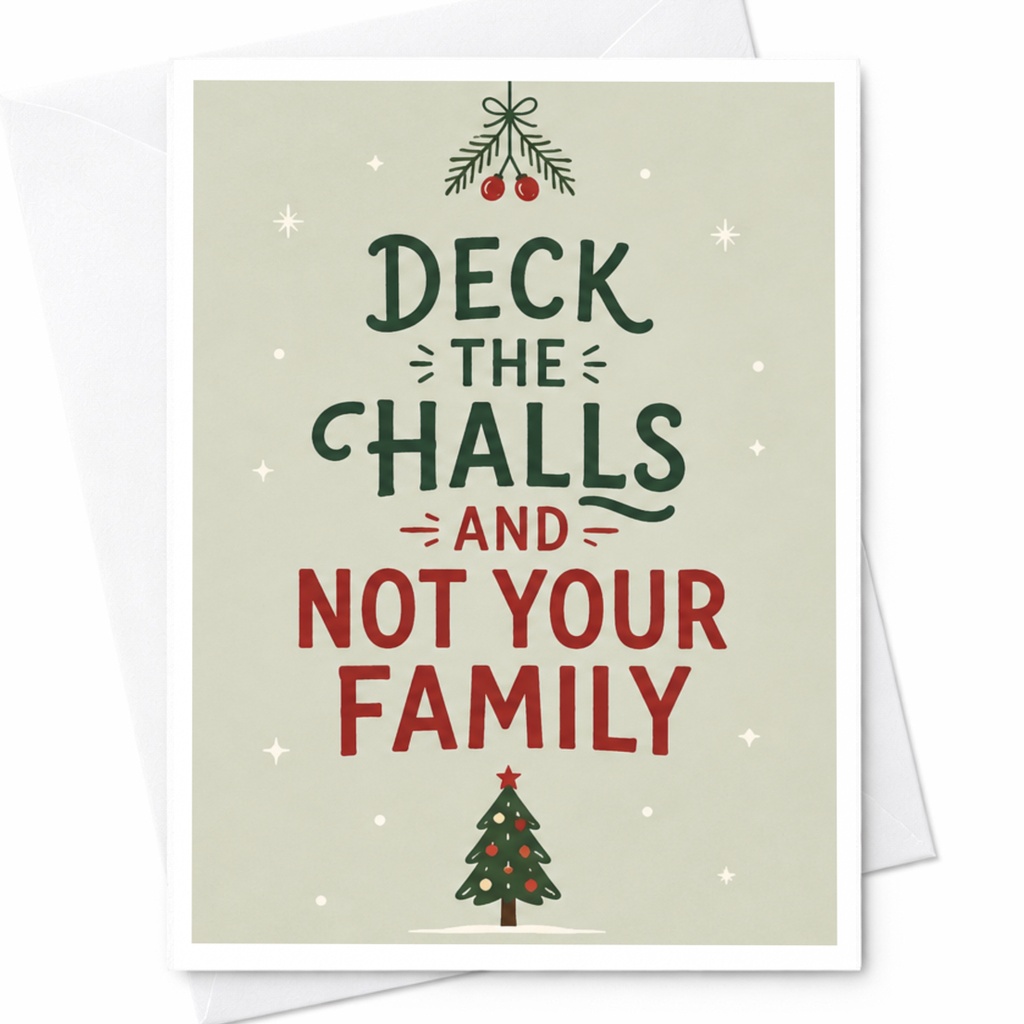 Deck The Halls And Not Your Family Funny Christmas Card Holiday Greeting Card For Family Festive Tree C6223