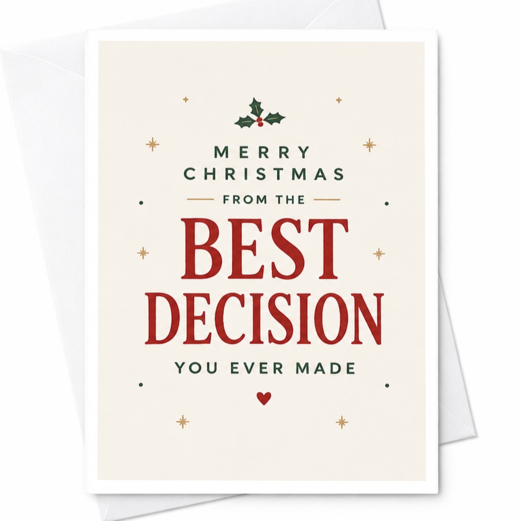 Merry Christmas From The Best Decision You Ever Made Funny Christmas Card For Husband Wife Romantic Holiday Greeting Card C6175