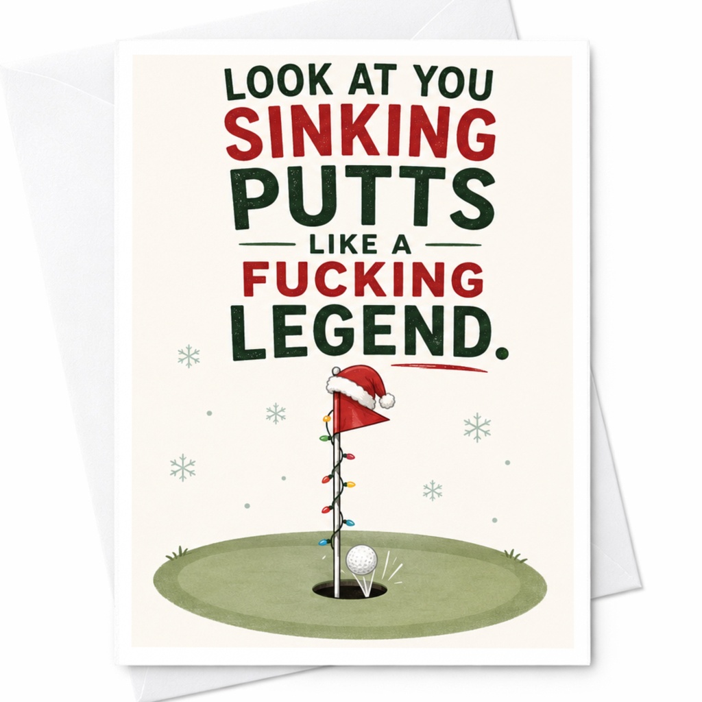 Look At You Sinking Putts Like A Fucking Legend Christmas Card Funny Golf Holiday Card For Golfer Xmas Card C6193