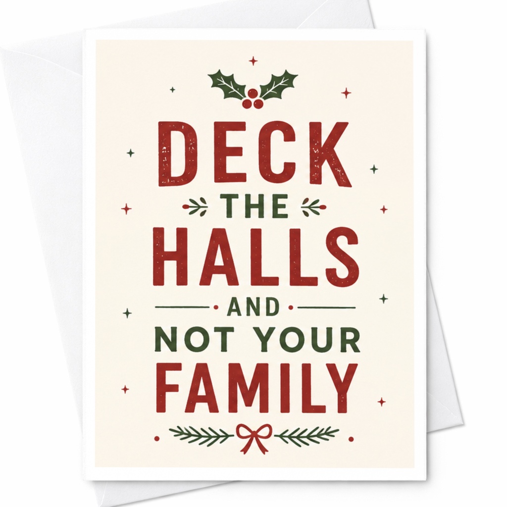 Deck The Halls And Not Your Family Funny Christmas Card Holiday Greeting Card For Family Festive Seasonal Card C6222