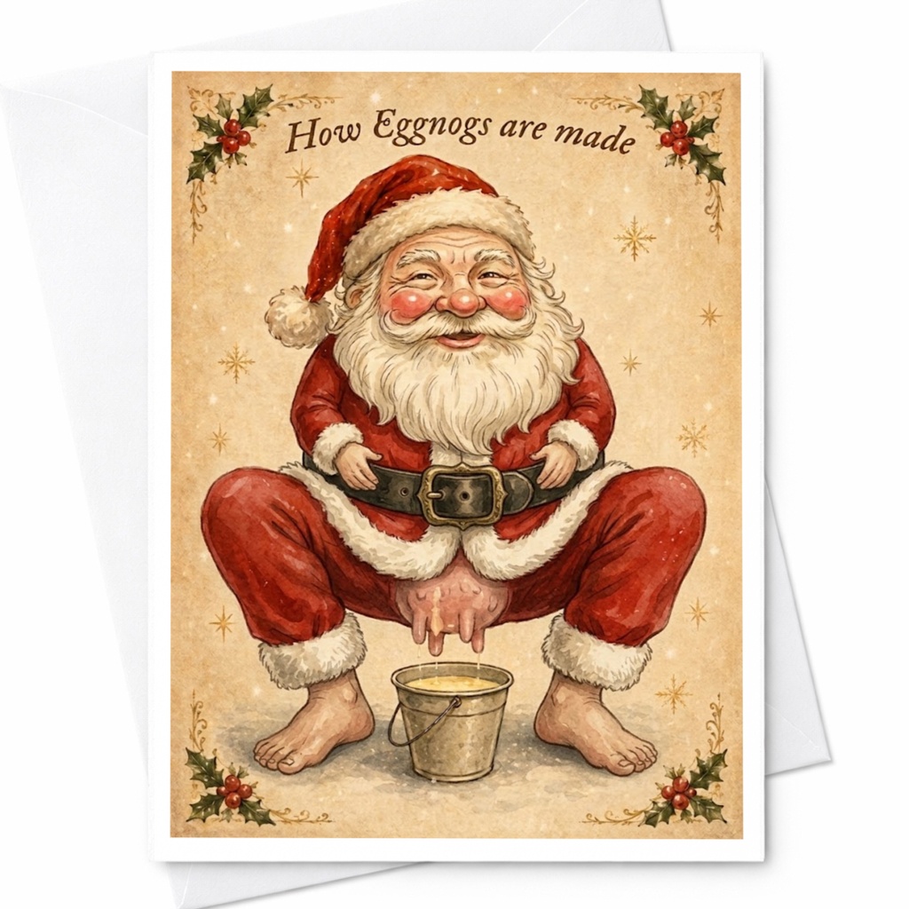How Eggnogs Are Made Funny Christmas Card Santa Claus Holiday Greeting Card For Him Her Cute Festive Card C6239