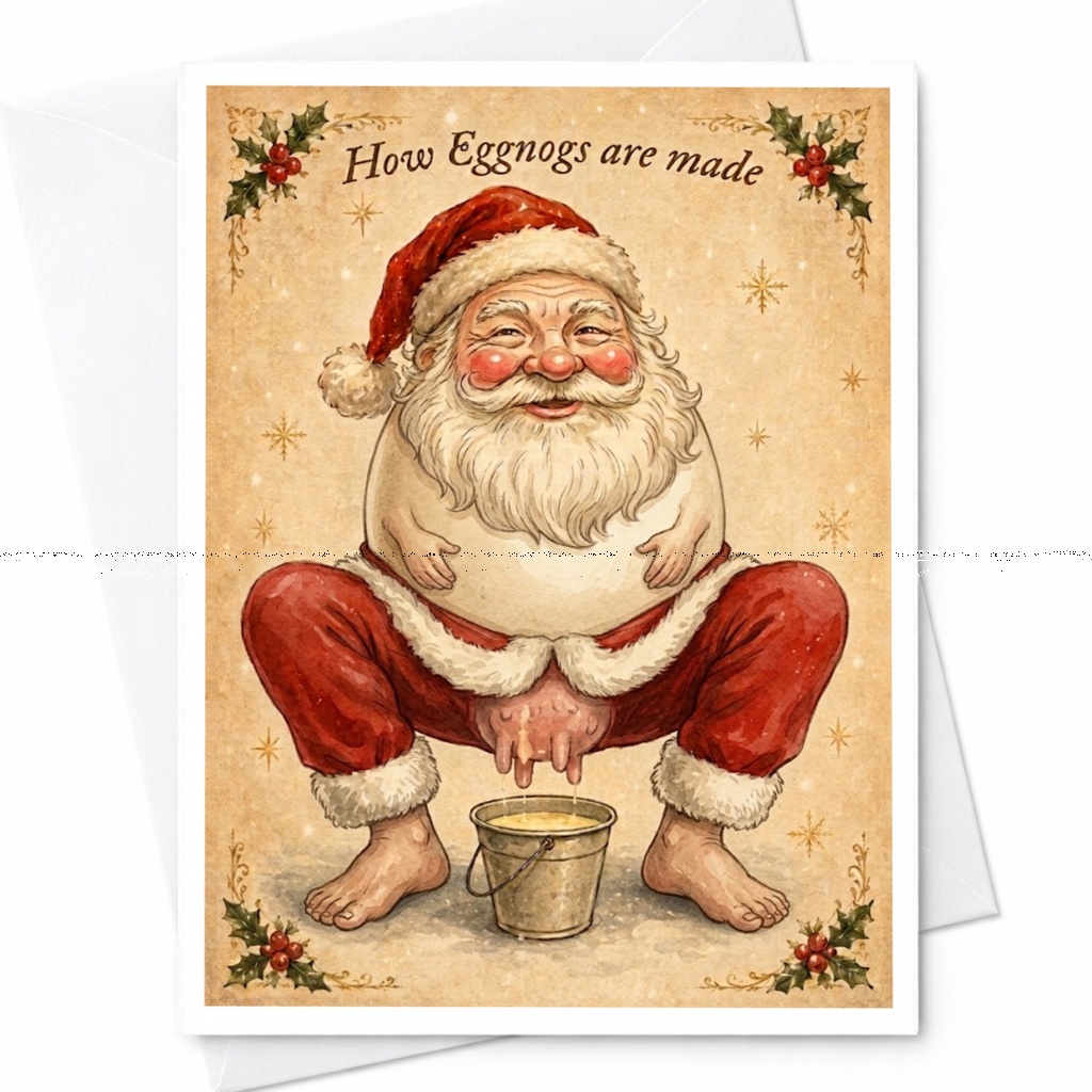 How Eggnogs Are Made Funny Christmas Card Santa Claus Holiday Greeting Card For Friends Family Xmas C6240