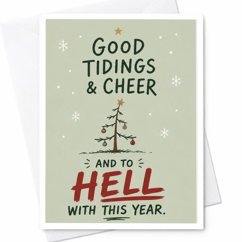 Good Tidings & Cheer And To Hell With This Year Funny Christmas Card Holiday Greeting Card For Friends Family C6242