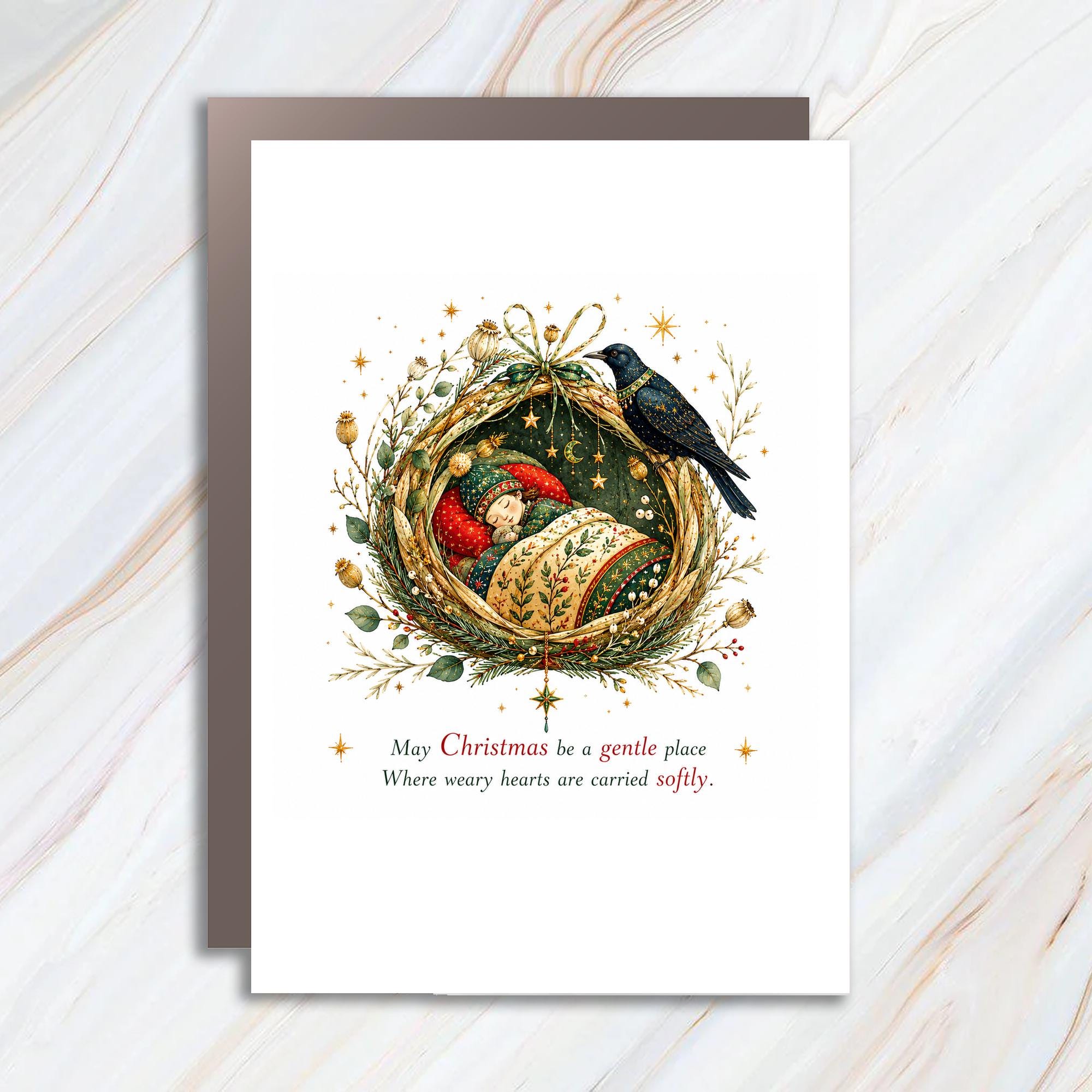 May Christmas Be A Gentle Place Christmas Card Holiday Greeting Card Cozy Winter Scene For Family Friends Sentimental C1380